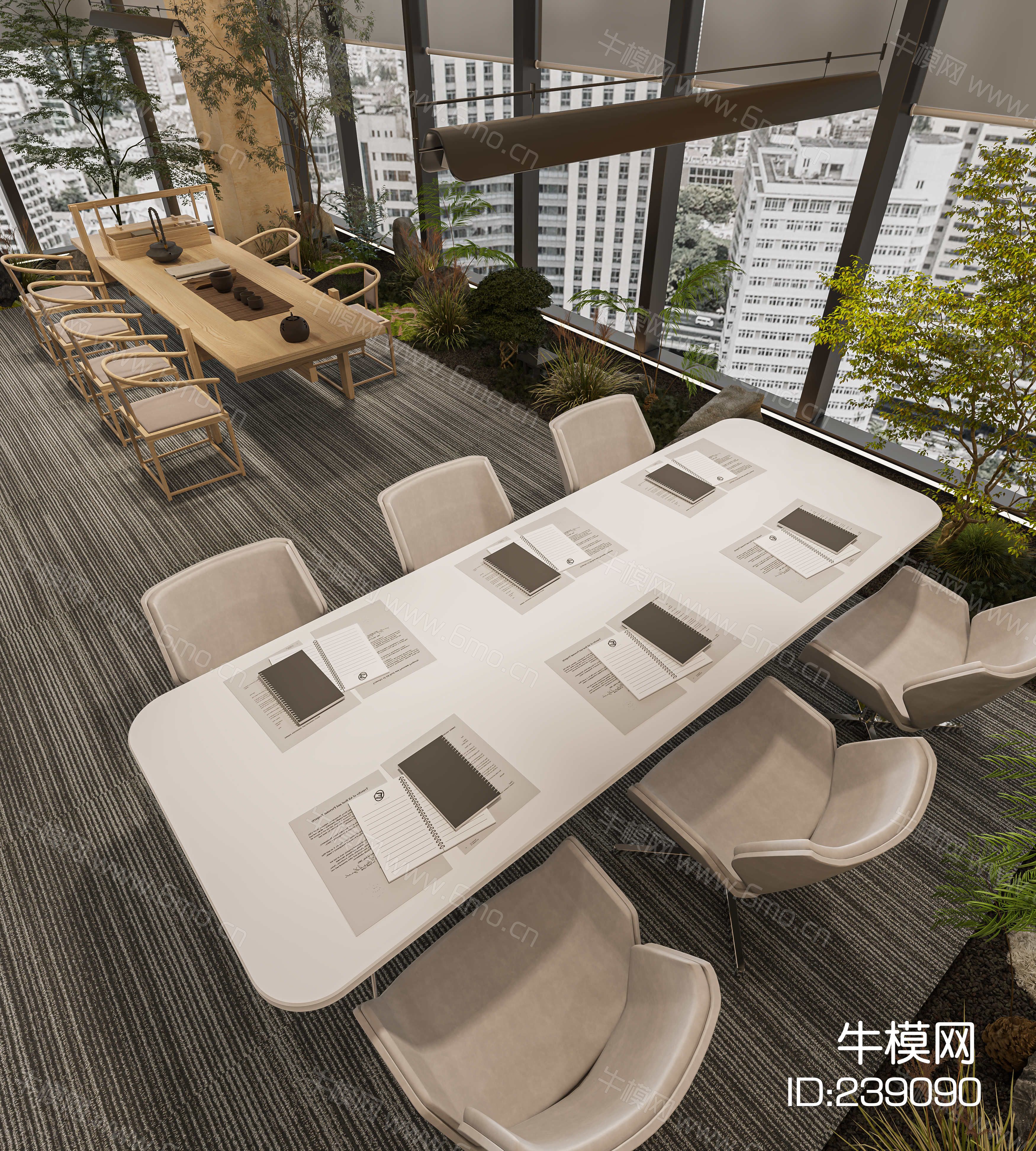 新中式经理办公室，经理办公桌，沙发茶几组合，茶桌椅组合，会议桌椅组合