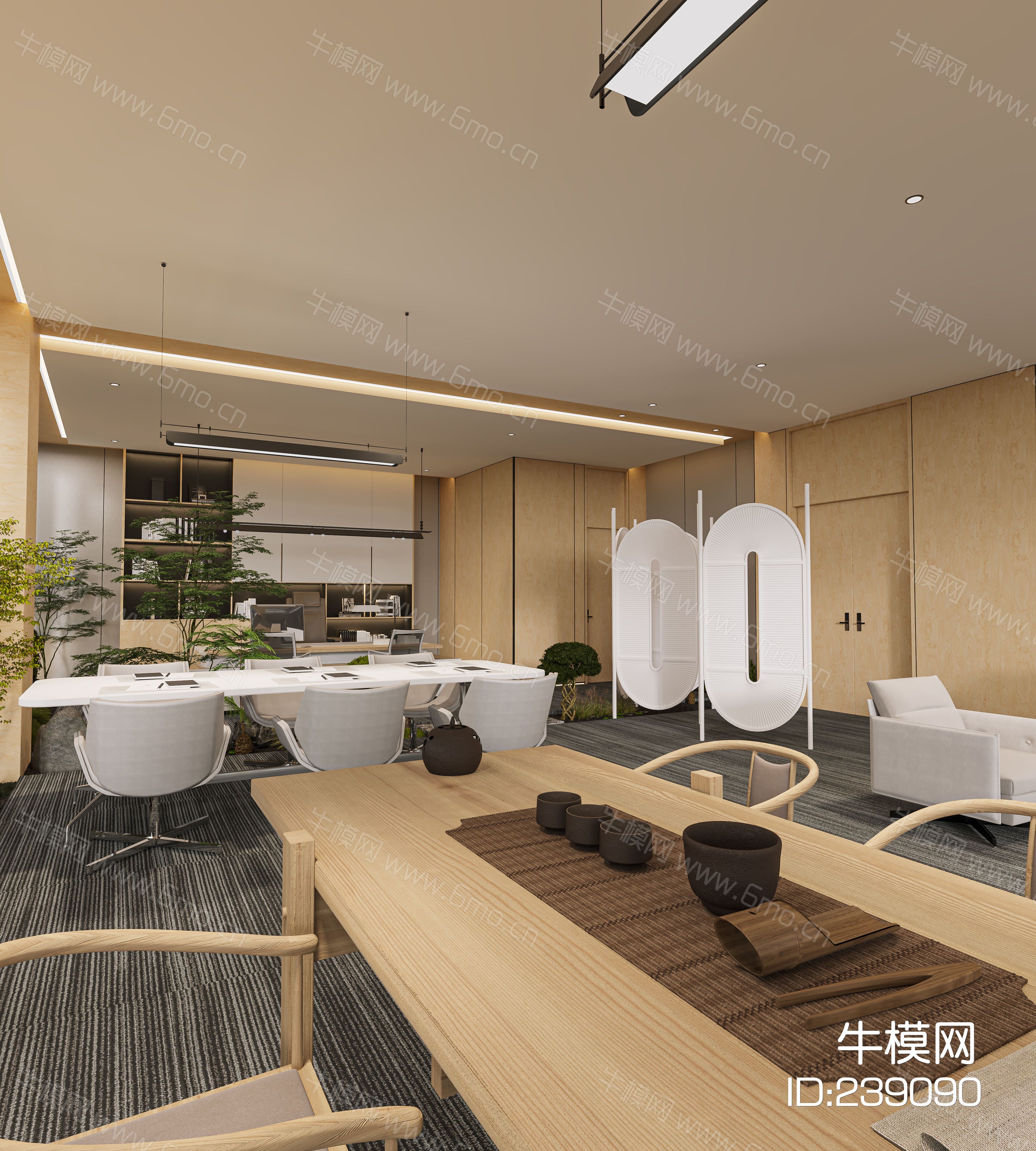 新中式经理办公室，经理办公桌，沙发茶几组合，茶桌椅组合，会议桌椅组合