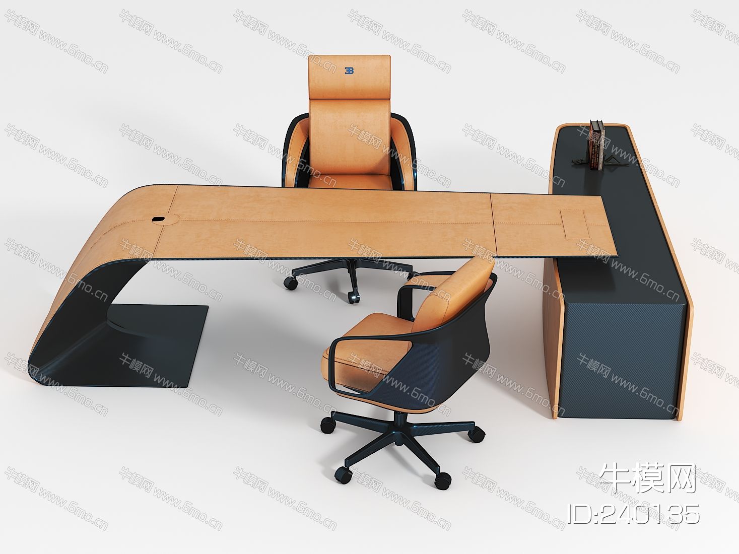 现代橙色经理办公桌椅组