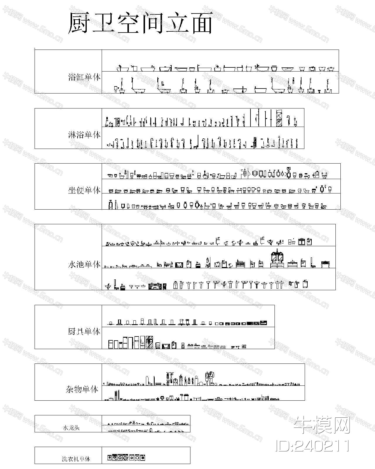 客厅，厨卫，卧室立面图