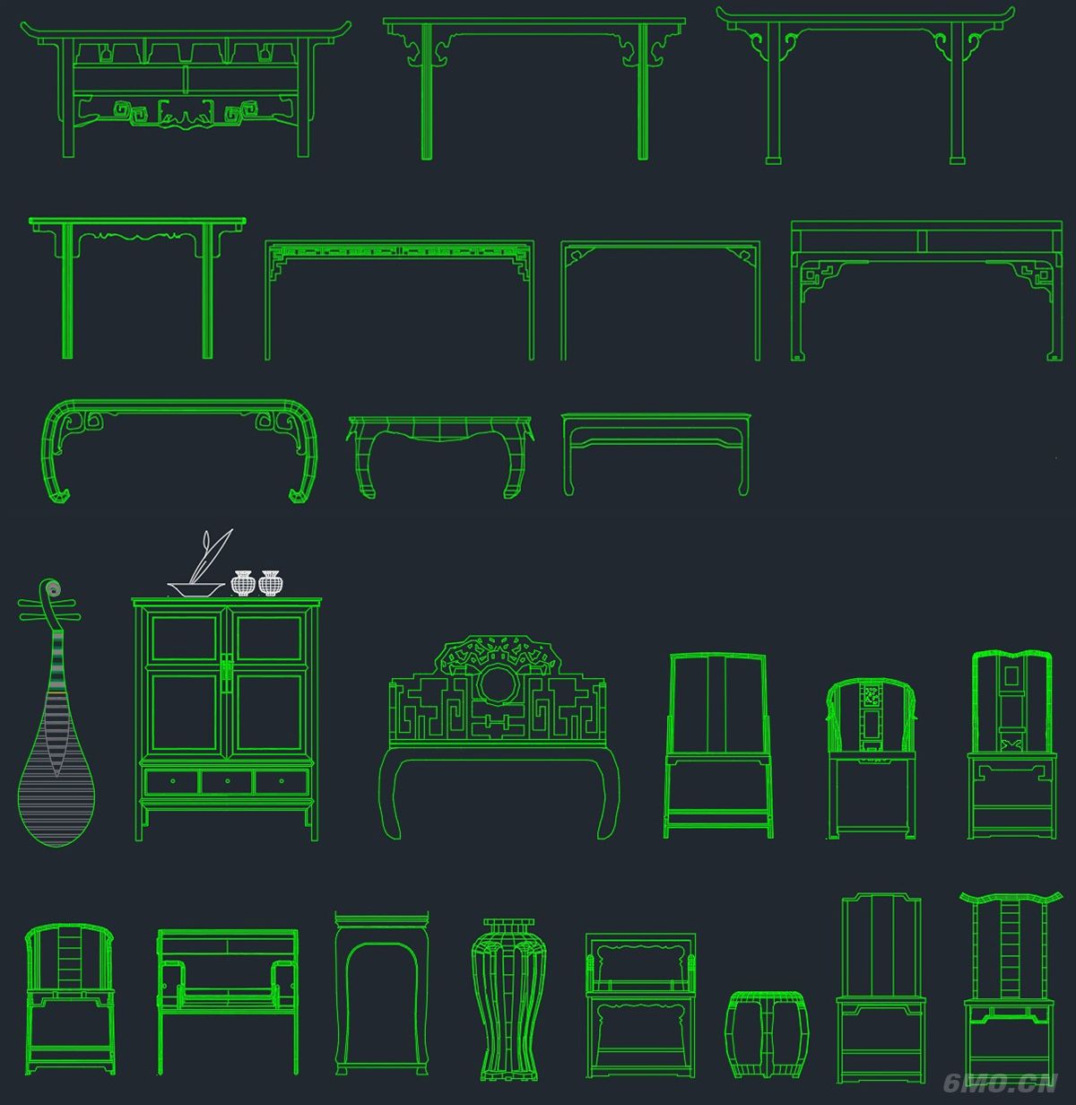 明清家具图cad素材