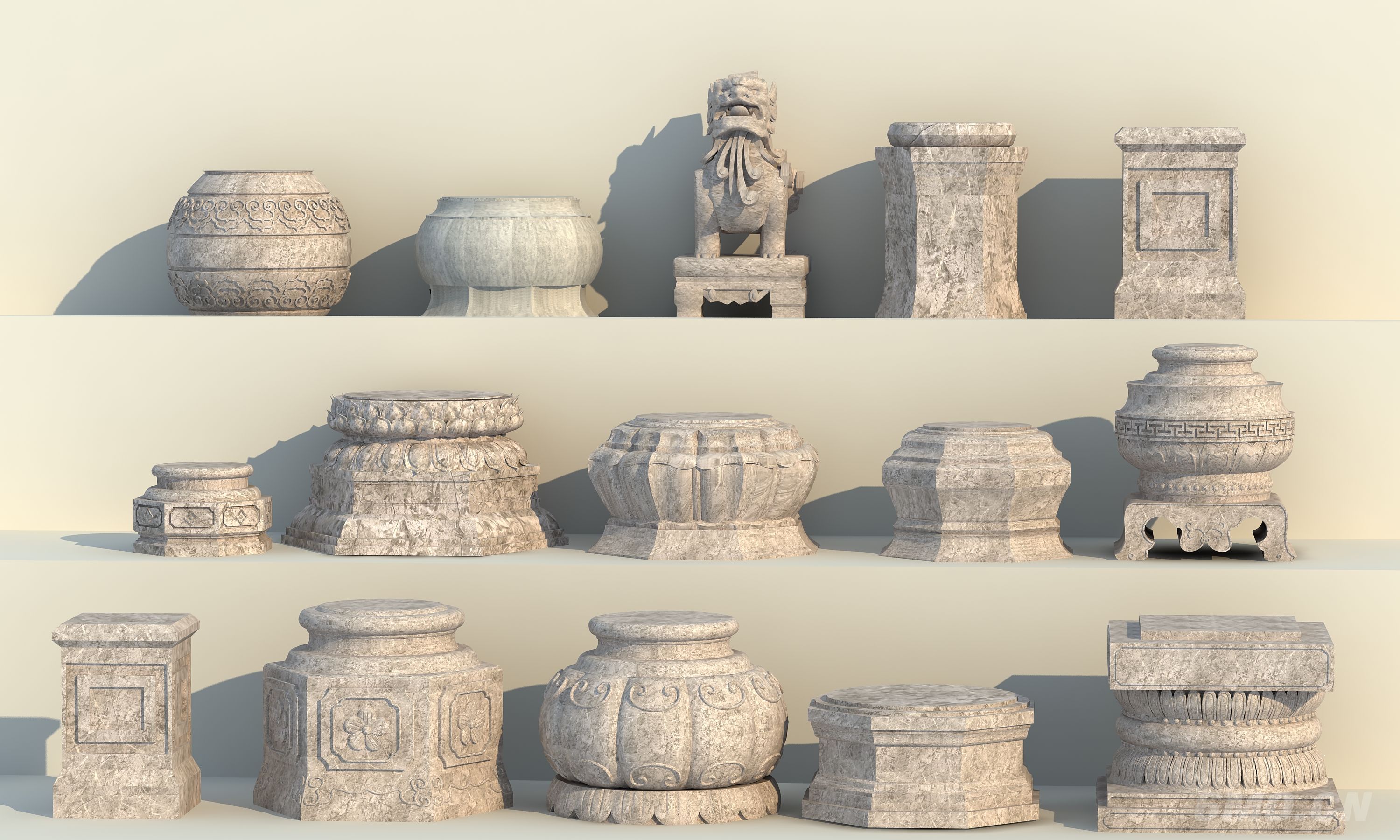 中式柱础 柱子 石鼓 柱础石