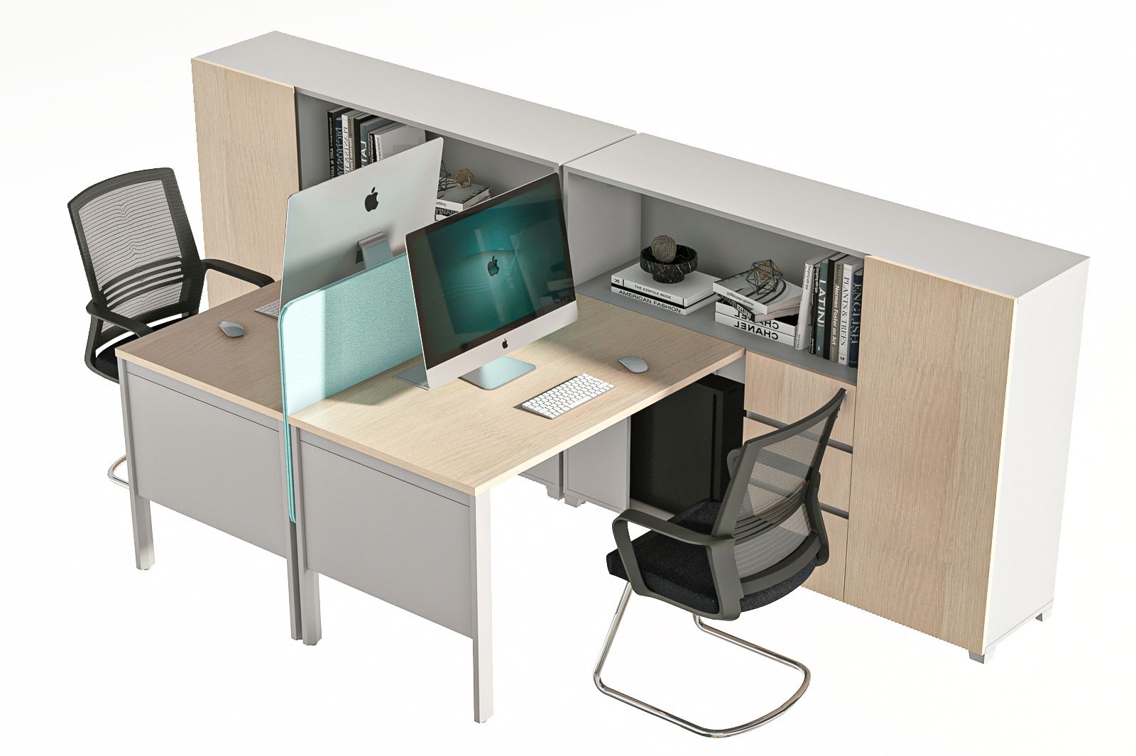 现代办公桌 员工位 职员桌 工位 桌上屏 桌屏 屏风 条桌 隔断 办公椅 弓形椅 弓架椅
