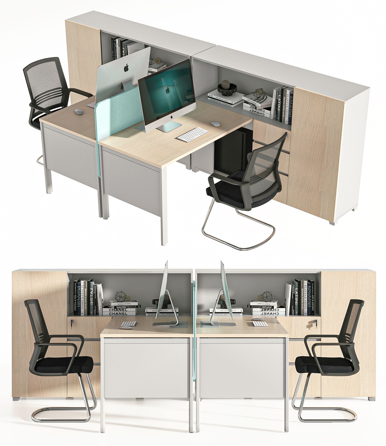 现代办公桌 员工位 职员桌 工位 桌上屏 桌屏 屏风 条桌 隔断 办公椅 弓形椅 弓架椅