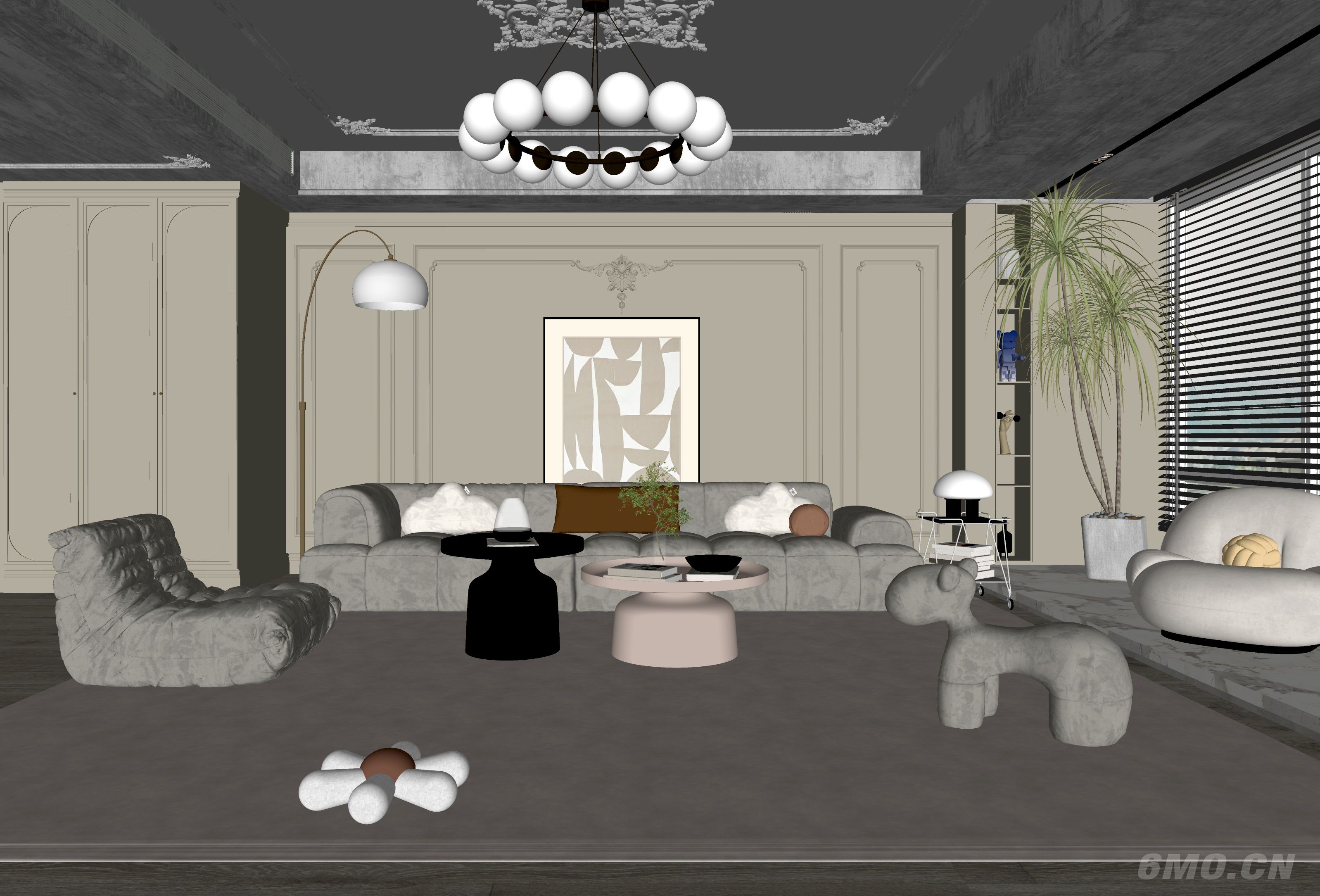法式客厅 奶油风客厅 无主灯客厅 沙发组合 茶几组合 饰品摆件