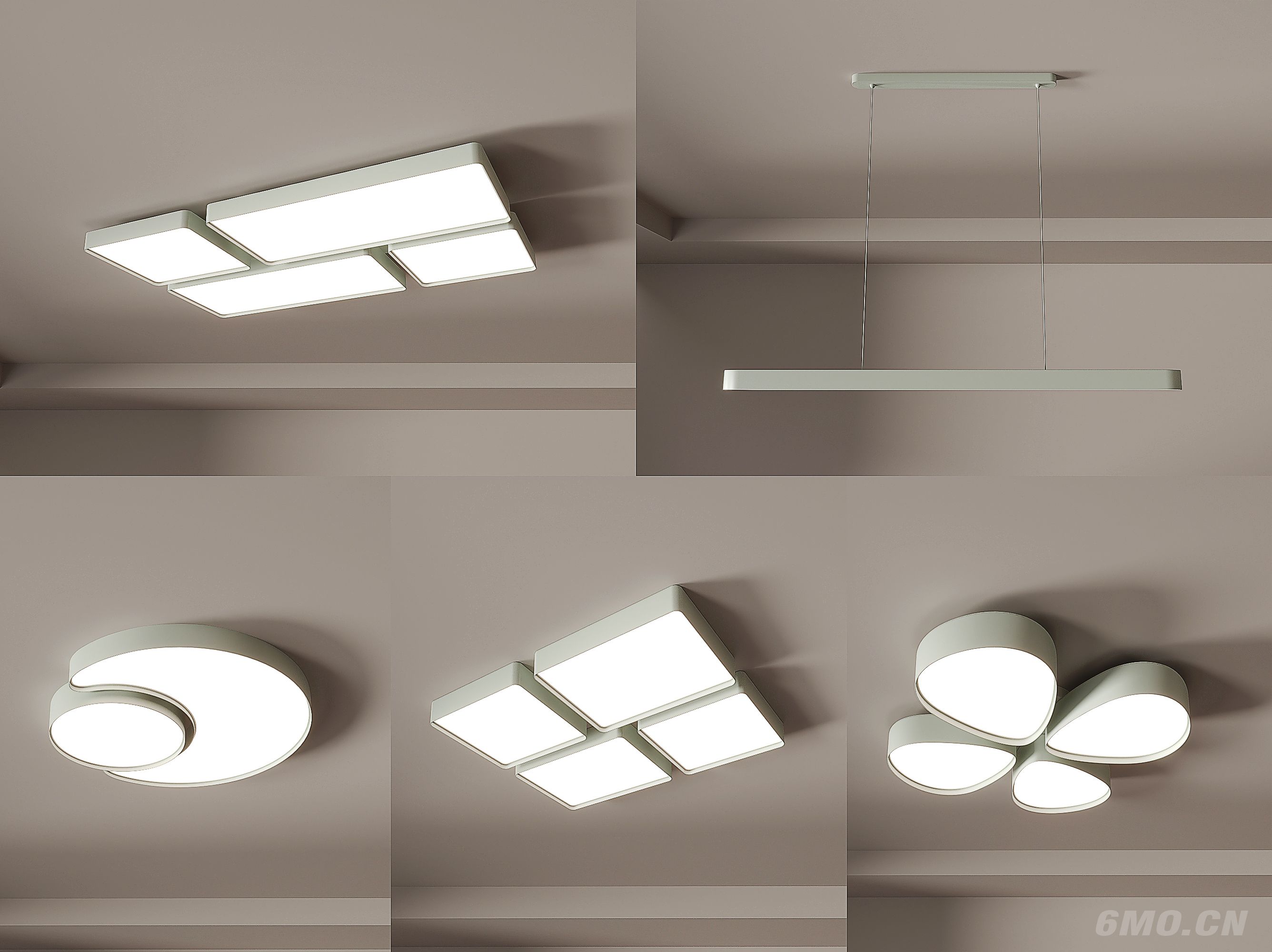 现代简约吸顶灯 吊灯 几何造型 卧室灯 客厅灯 餐厅灯3d模型组合