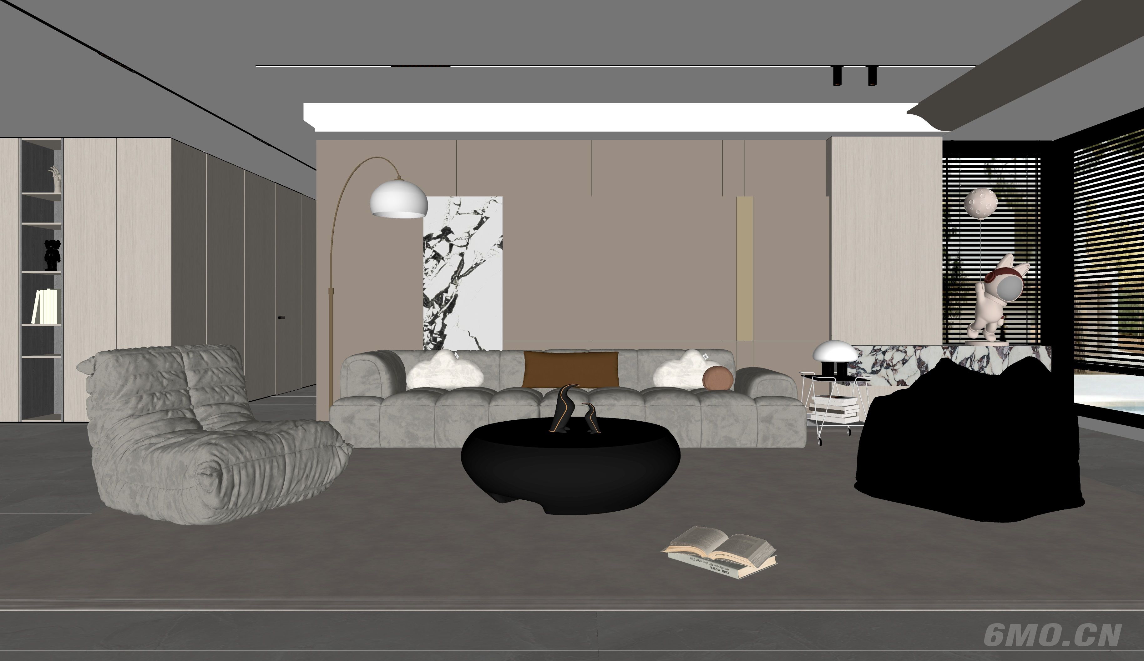  现代客厅 无主灯客厅 沙发组合 茶几组合 饰品摆件