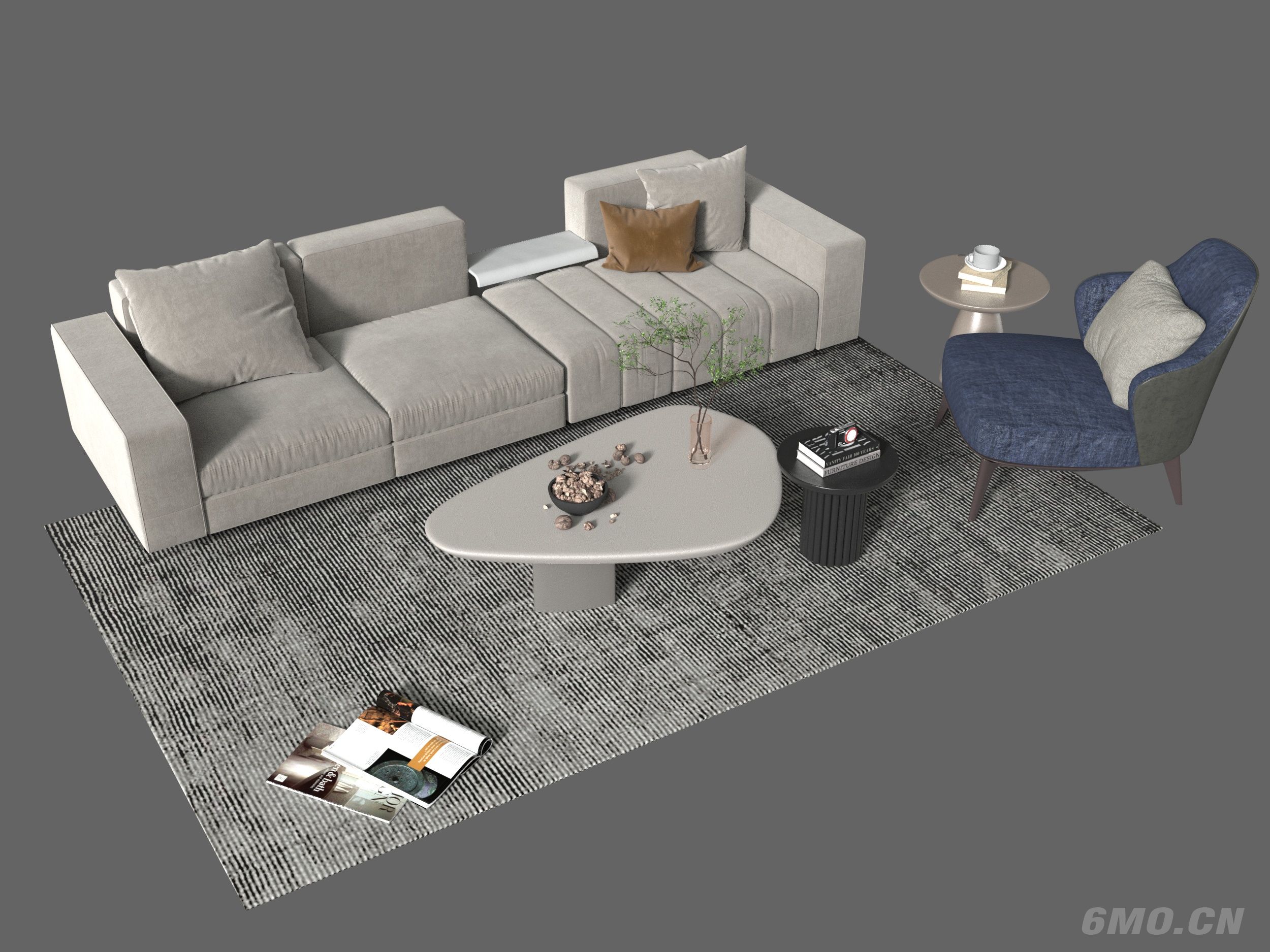 现代沙发茶几组合 3d模型下载