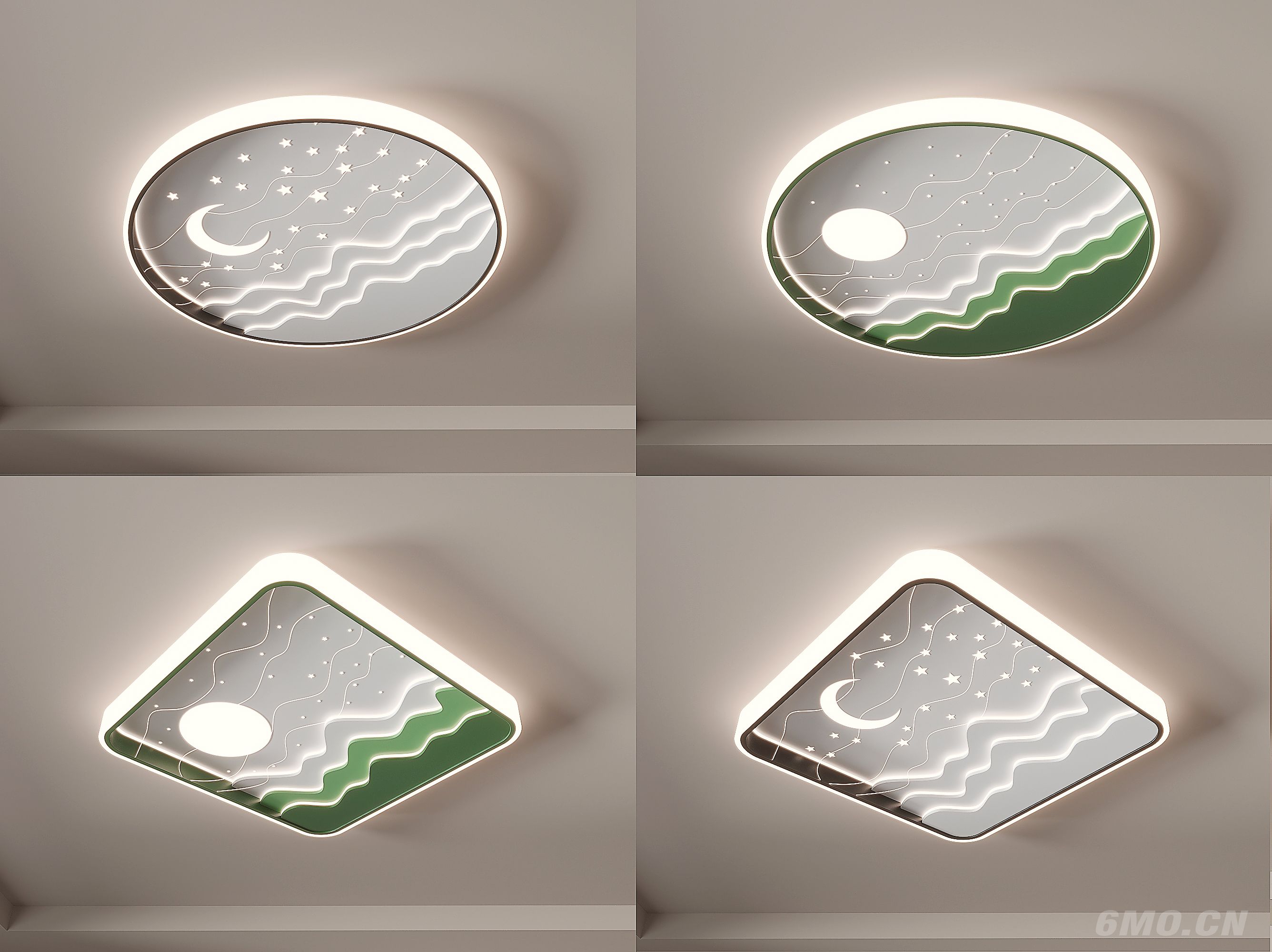 月亮灯 星星灯 儿童卧室灯 吸顶灯 星空灯模型组合