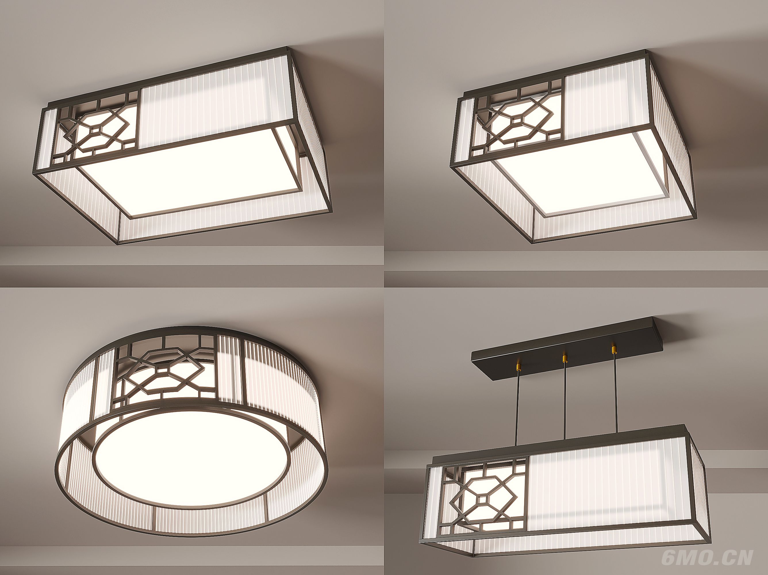 现代简约中式   高档客厅灯   卧室灯   吸顶灯 方形 圆形吊灯组合