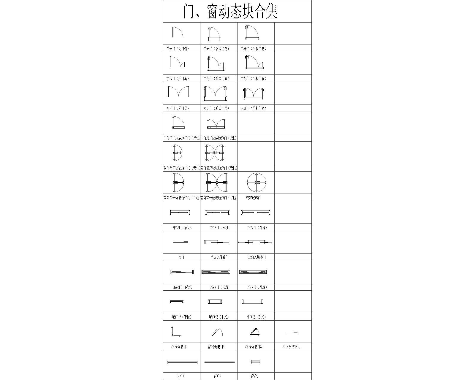 门窗、厨卫、电器、文娱健身、窗帘、隔断、屏风动态块图集