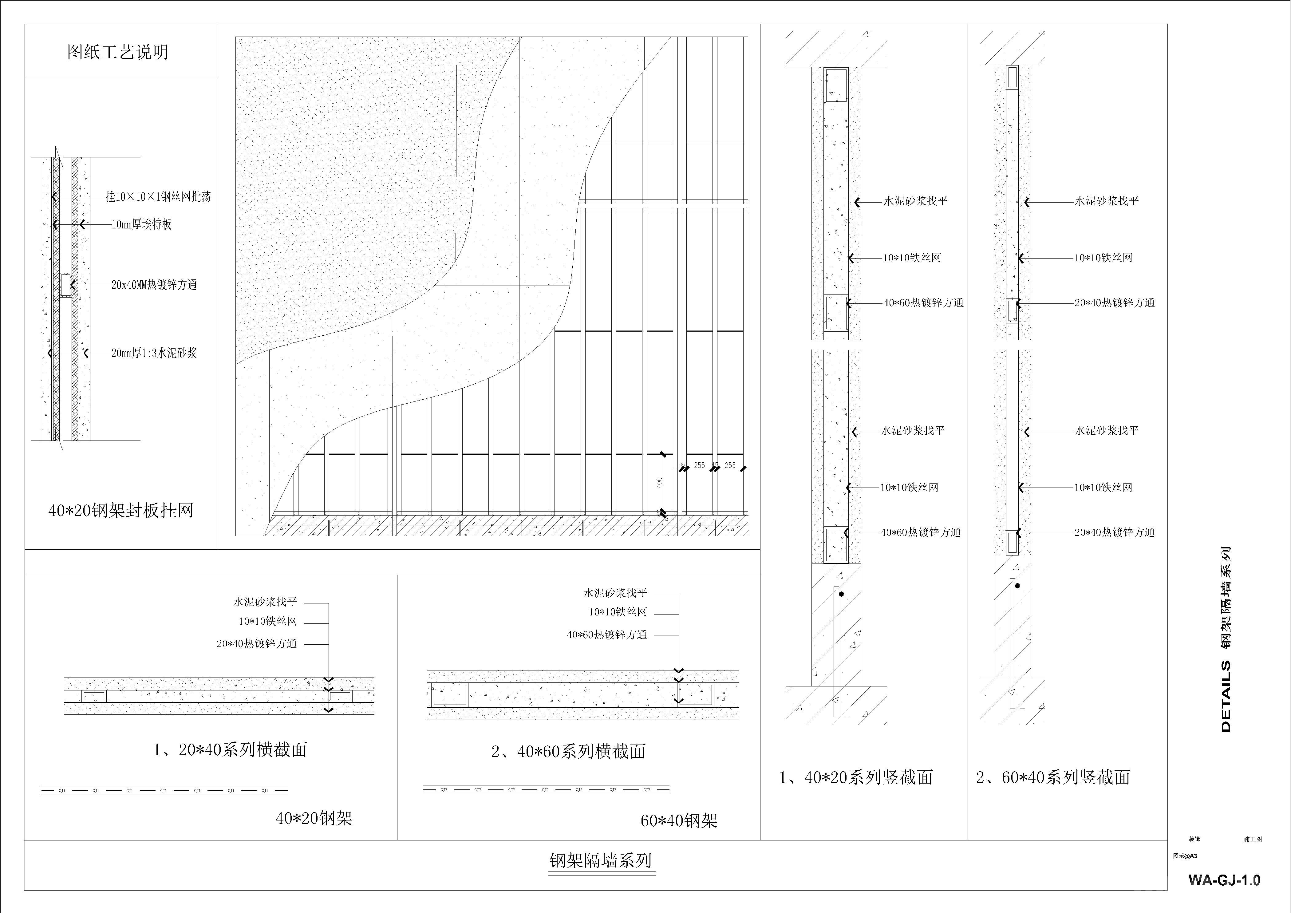 各类隔墙系列平立面节点