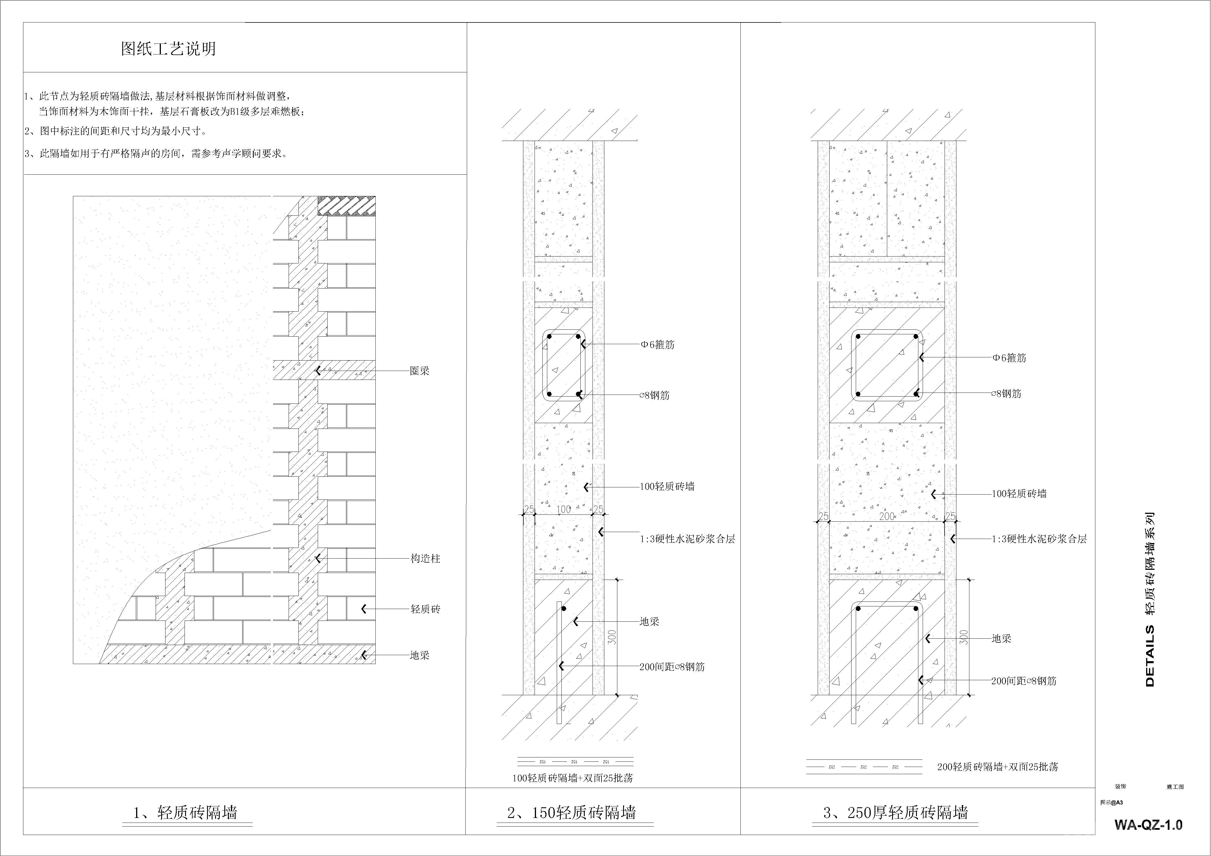 各类隔墙系列平立面节点