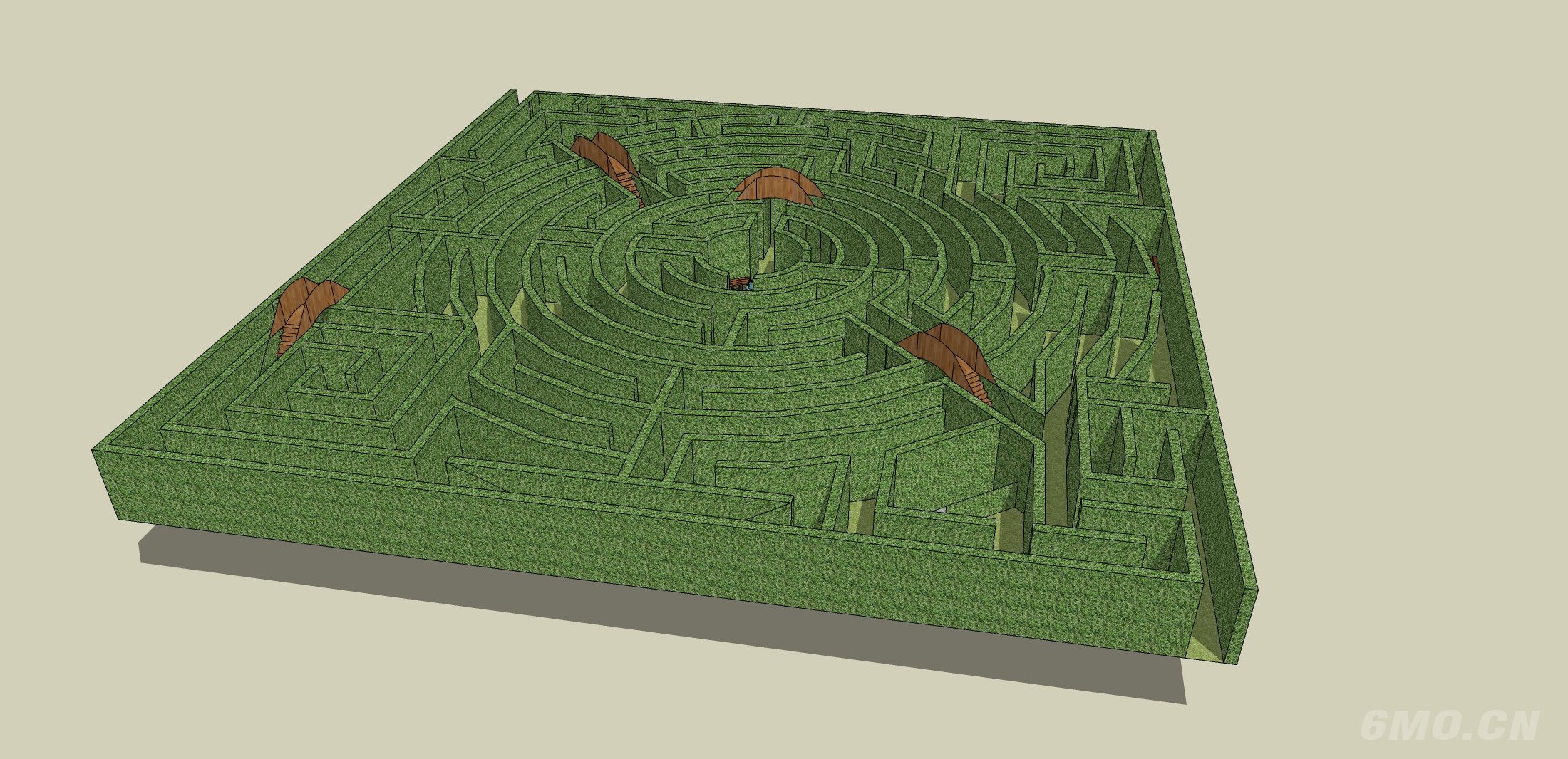 绿色植物迷宫SU模型