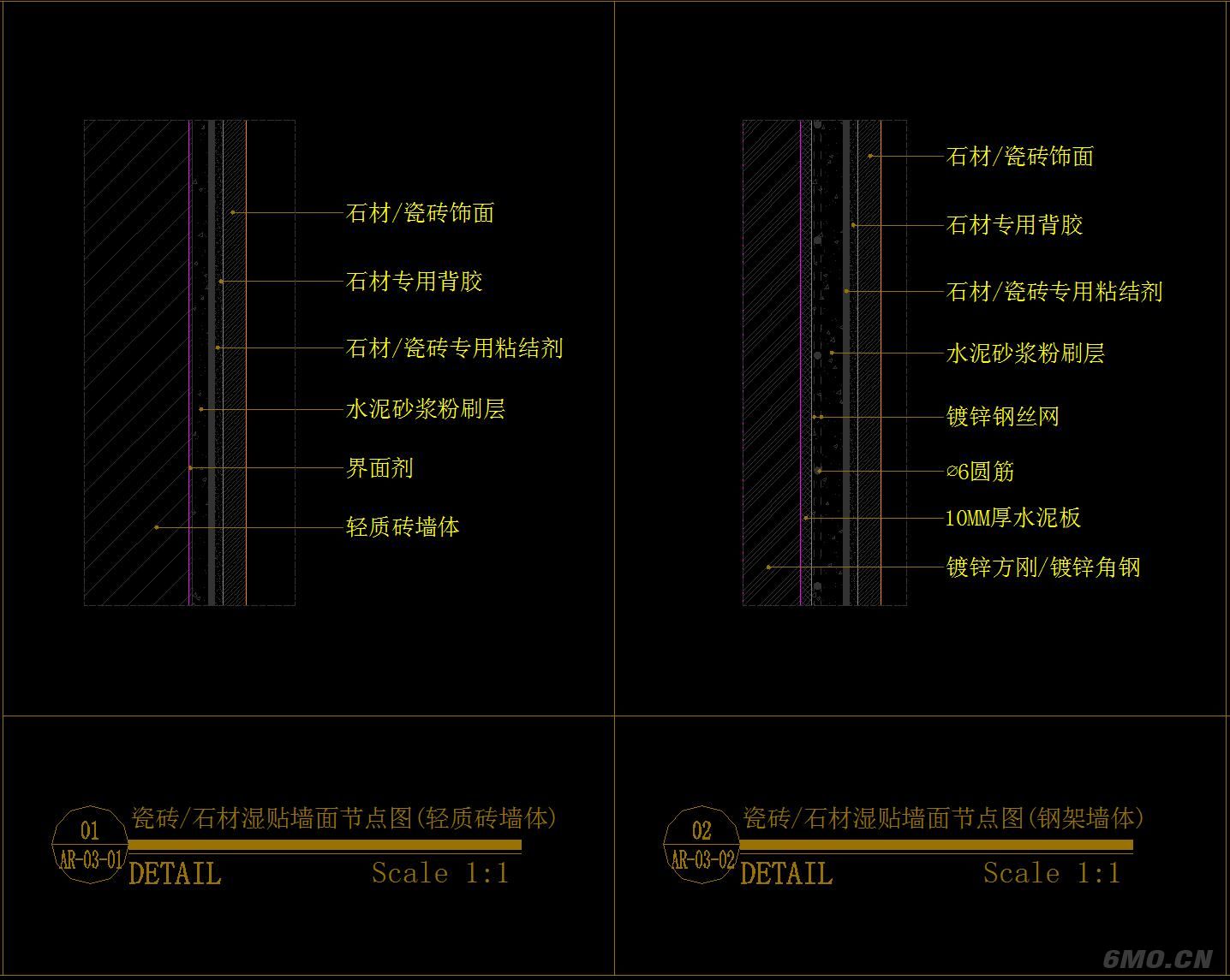 设计师工装墙顶地门卫浴CAD节点施工图