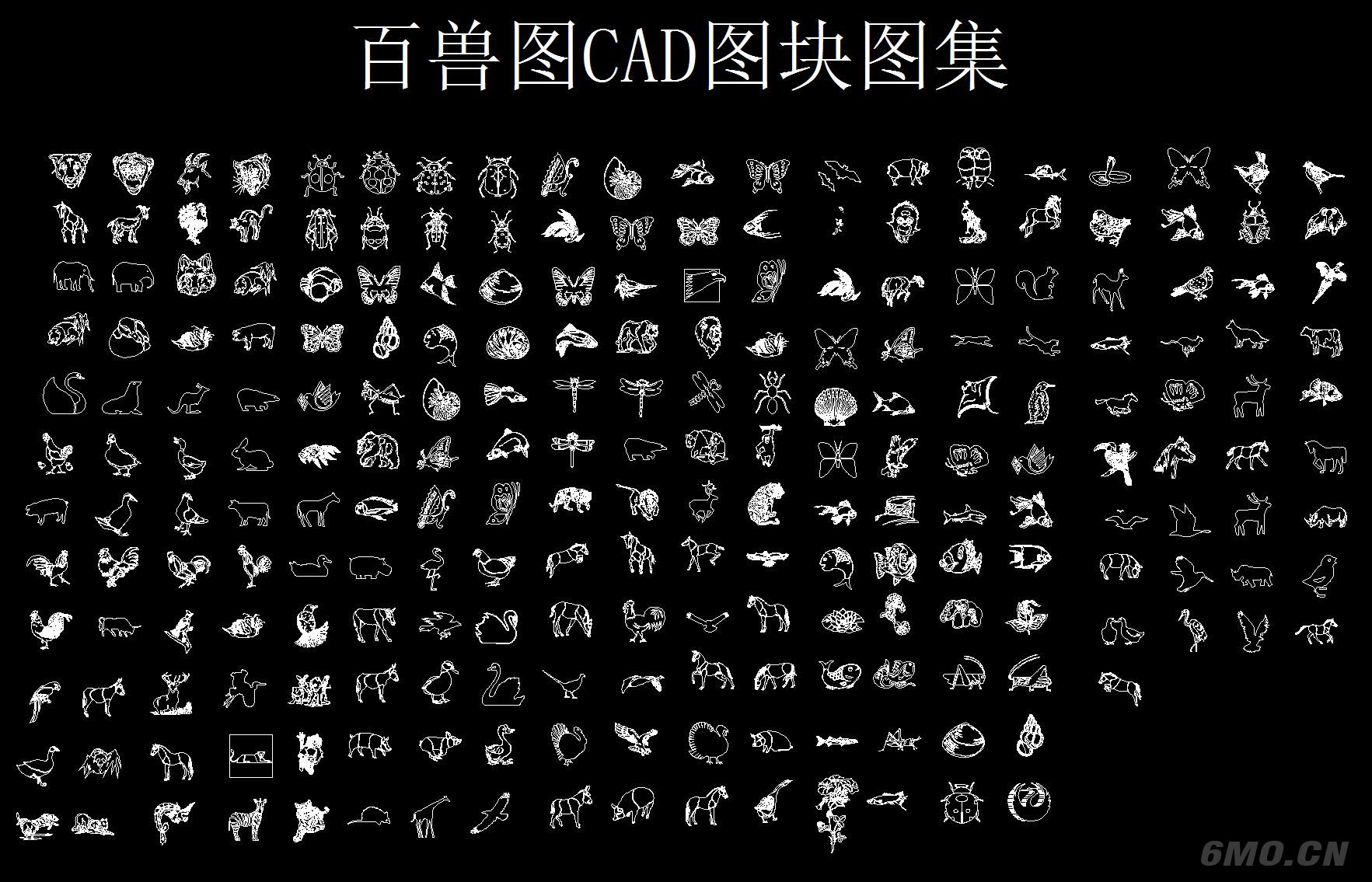 动物昆虫鱼鸟CAD图库