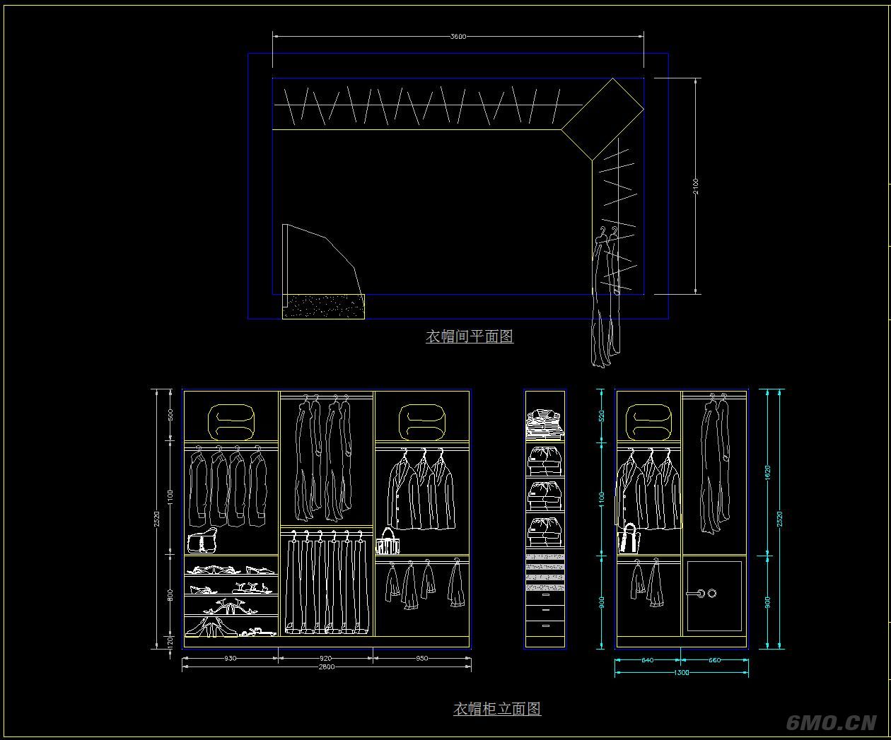 衣柜工艺CAD模块图纸