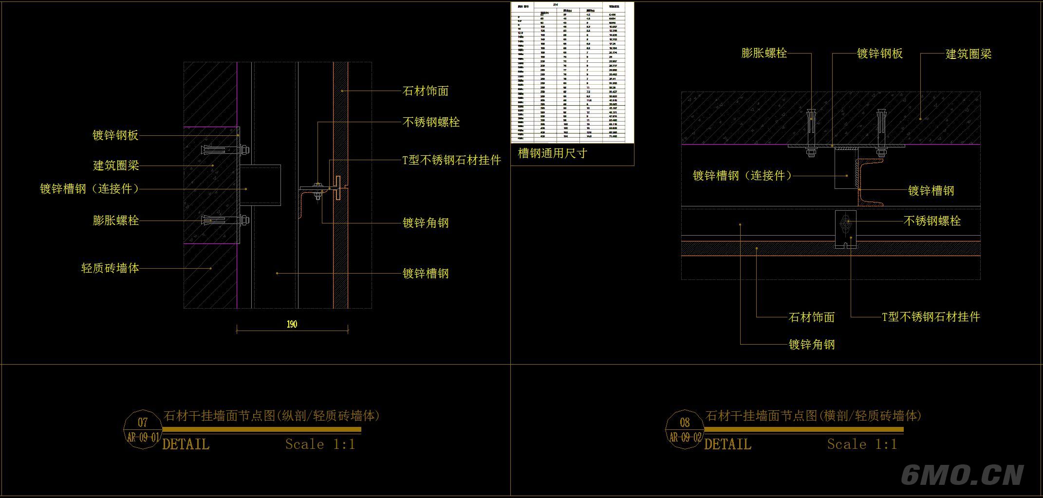设计师工装墙顶地门卫浴CAD节点施工图
