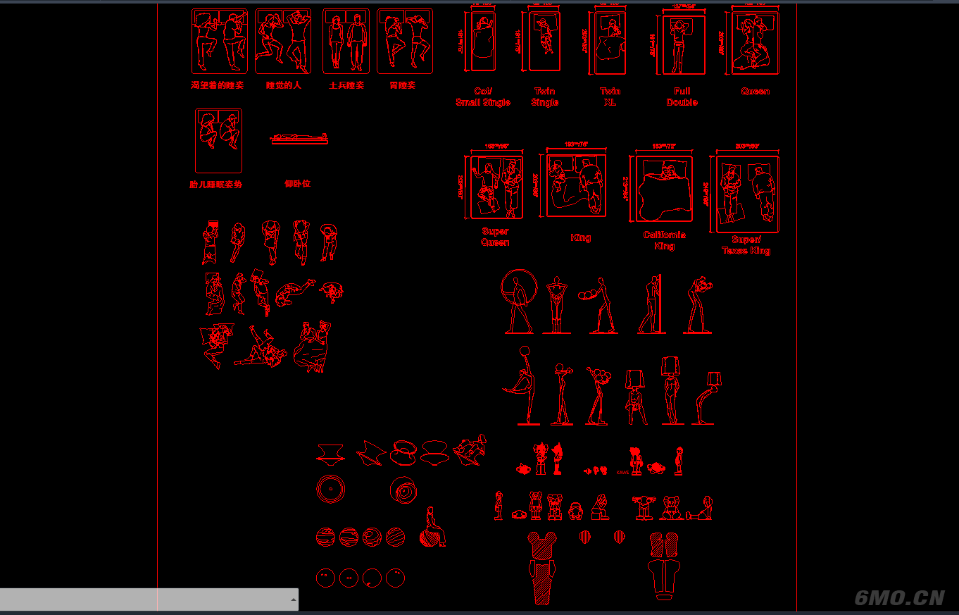 睡觉人物及装饰品含cad+psd源文件