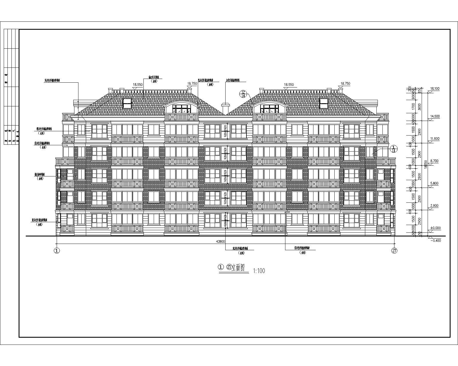 某住宅区1号楼建筑施工图