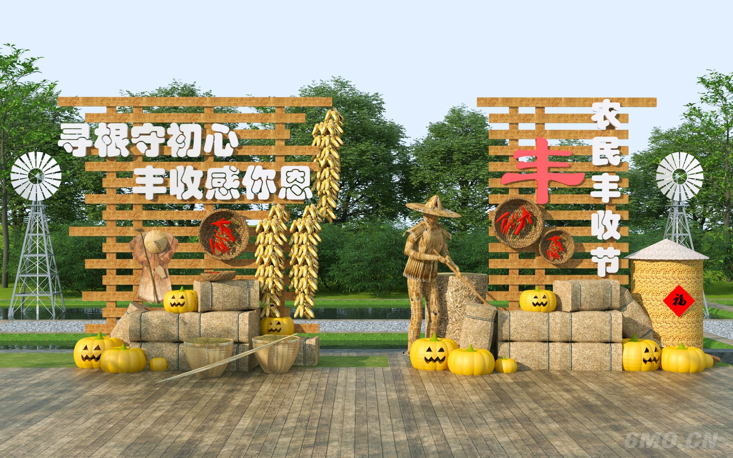现代农耕文化墙3D模型