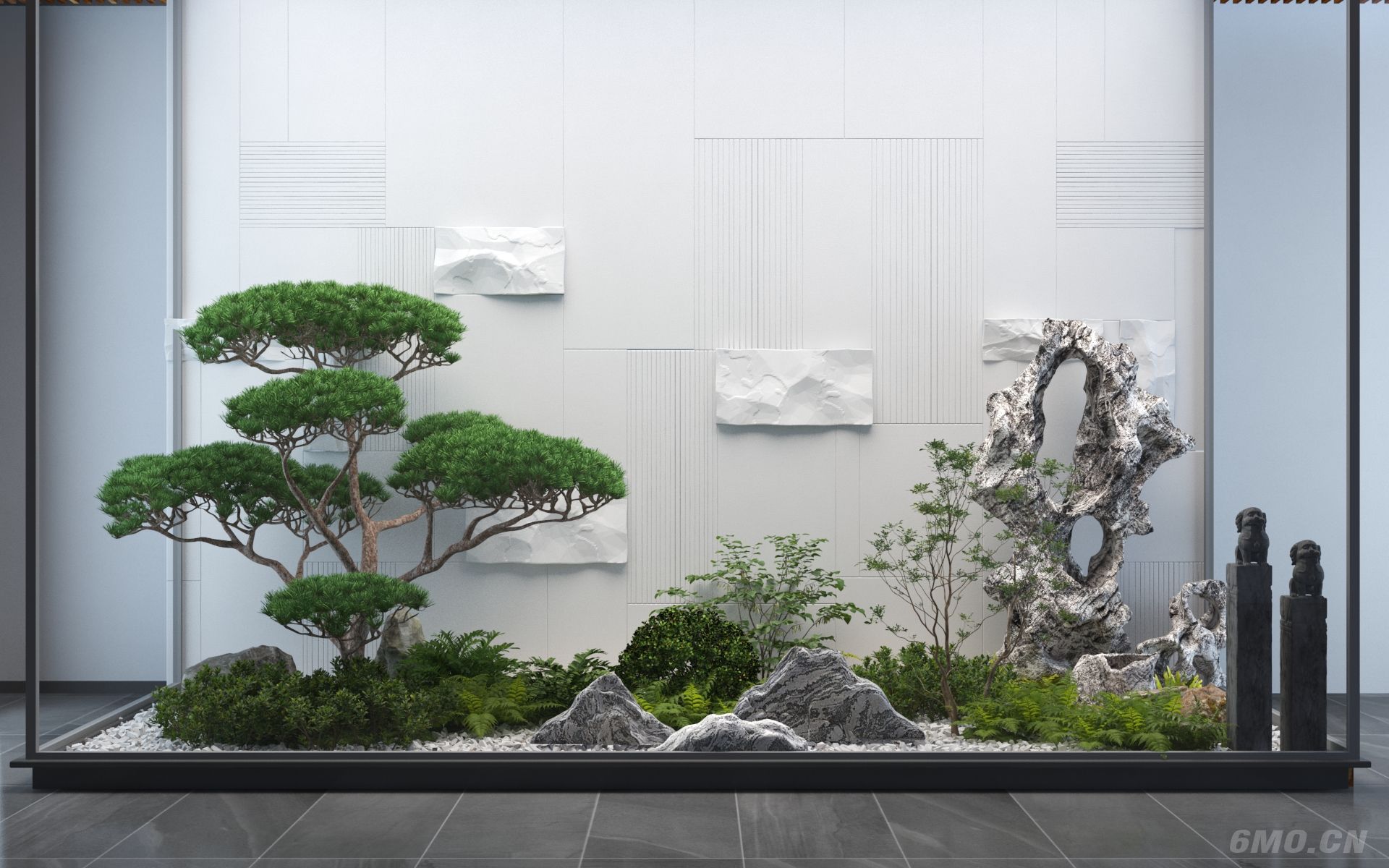 新中式庭院小品 室内造景3D模型