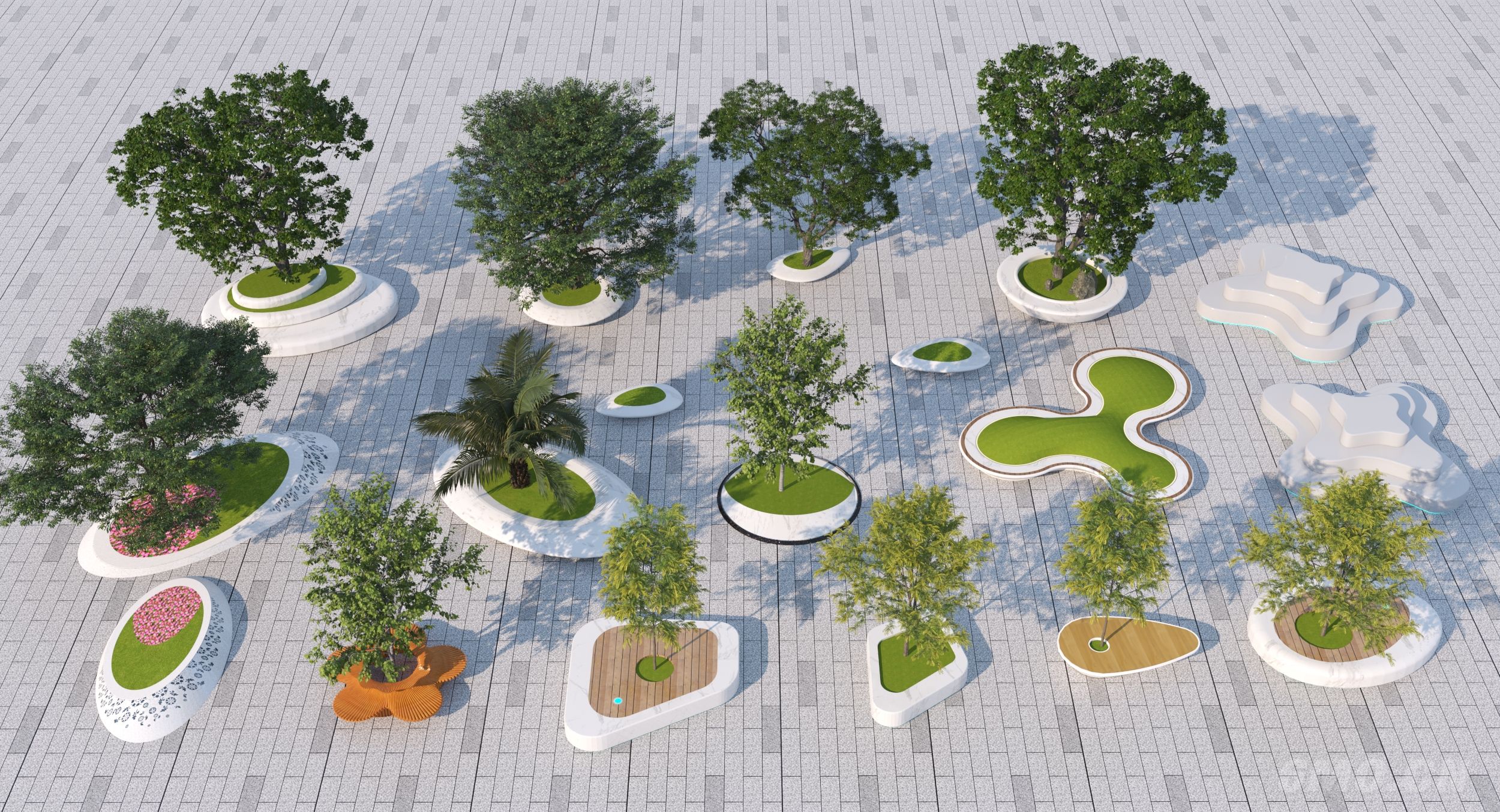 现代景观树池 异形树池_创意树池3D模型