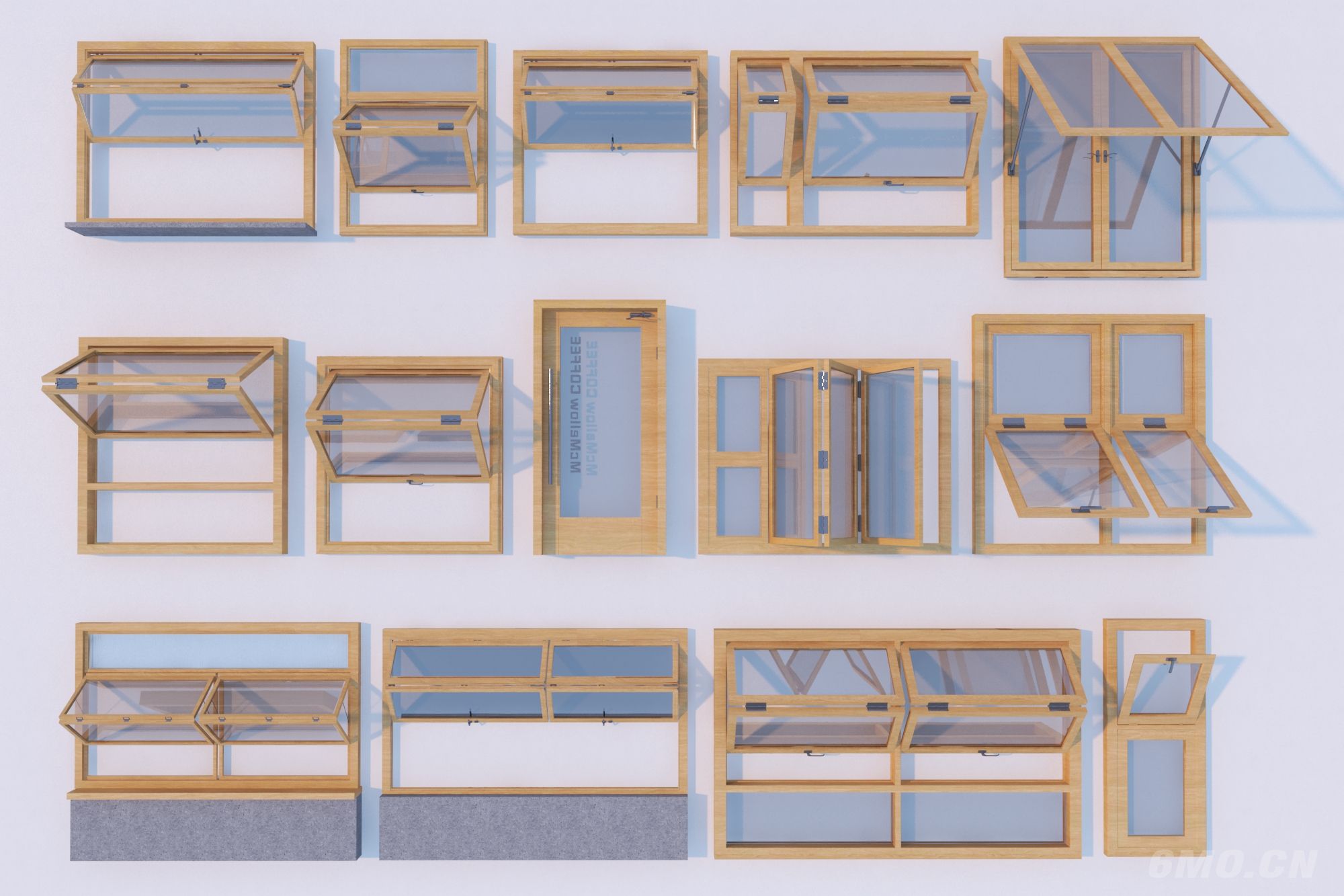 现代折叠窗3D模型
