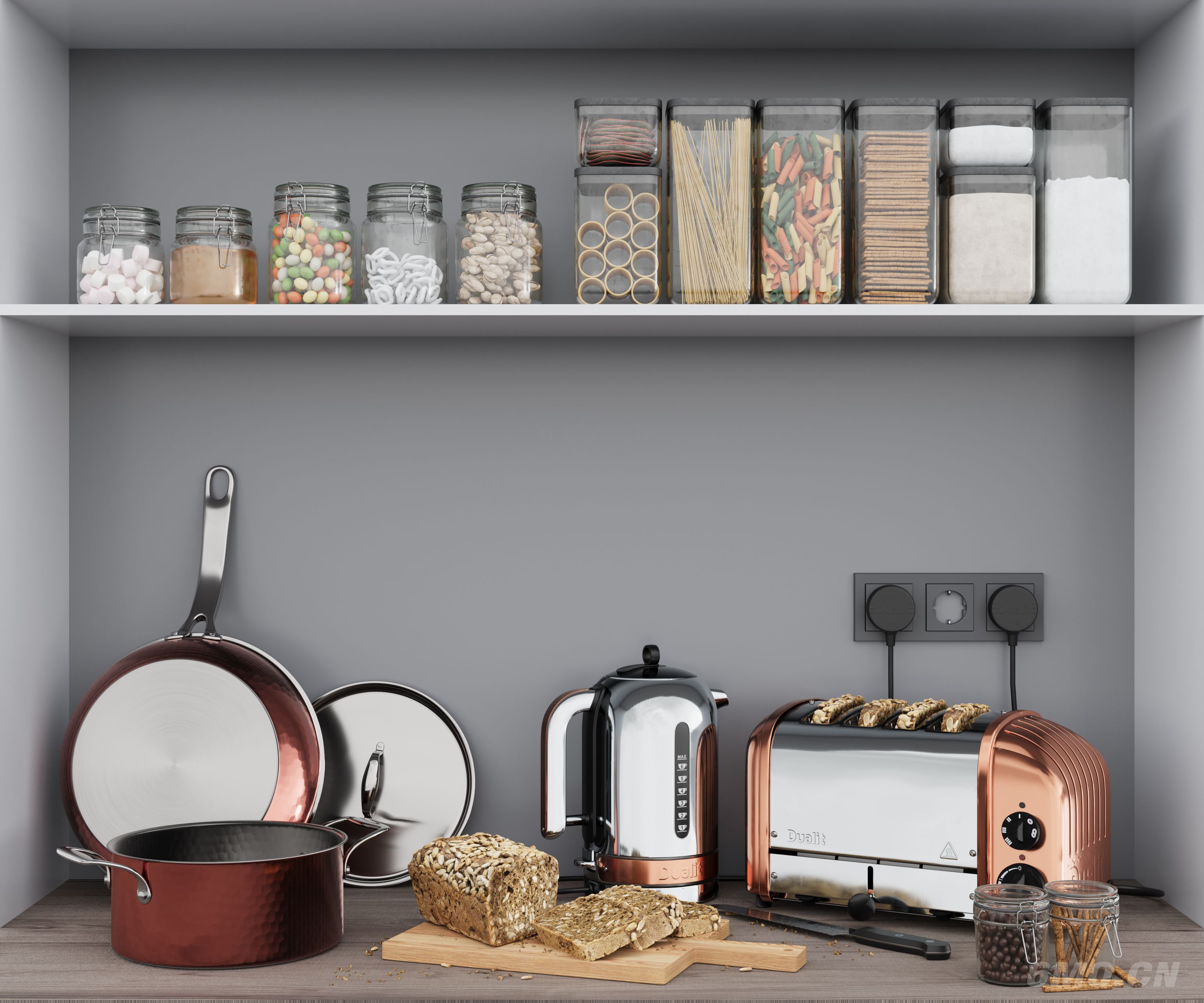 现代厨房用品 厨房用品组合 厨房摆件 厨房器具 面包机