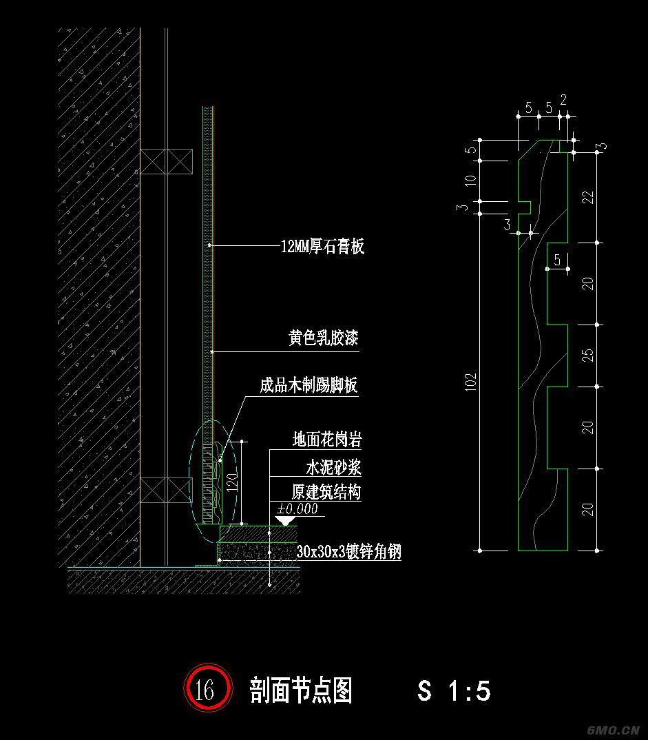 各种材质踢脚线CAD节点图