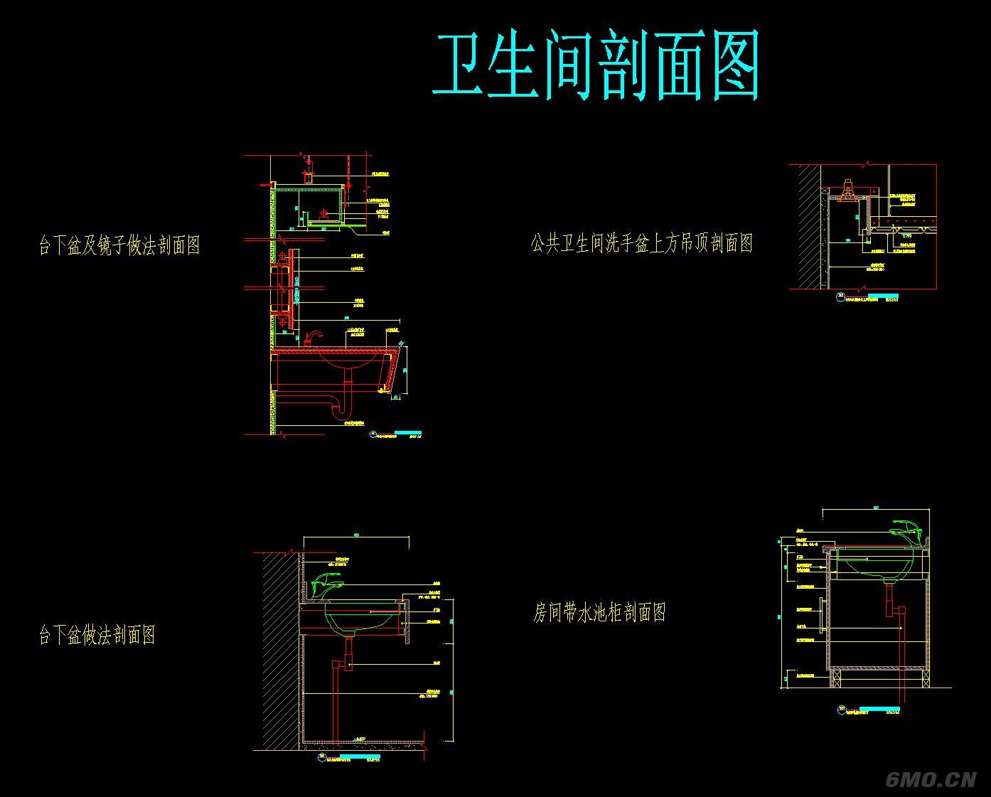 墙地面吊顶消火栓等cad装修节点图