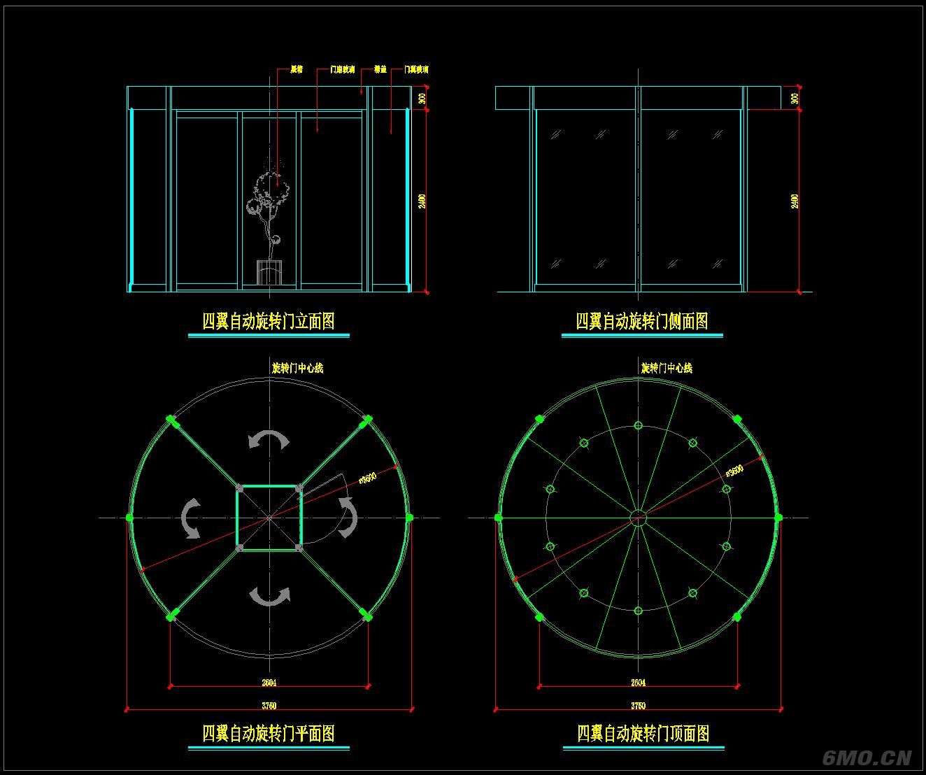 办公室玻璃门标准CAD立面图、节点图