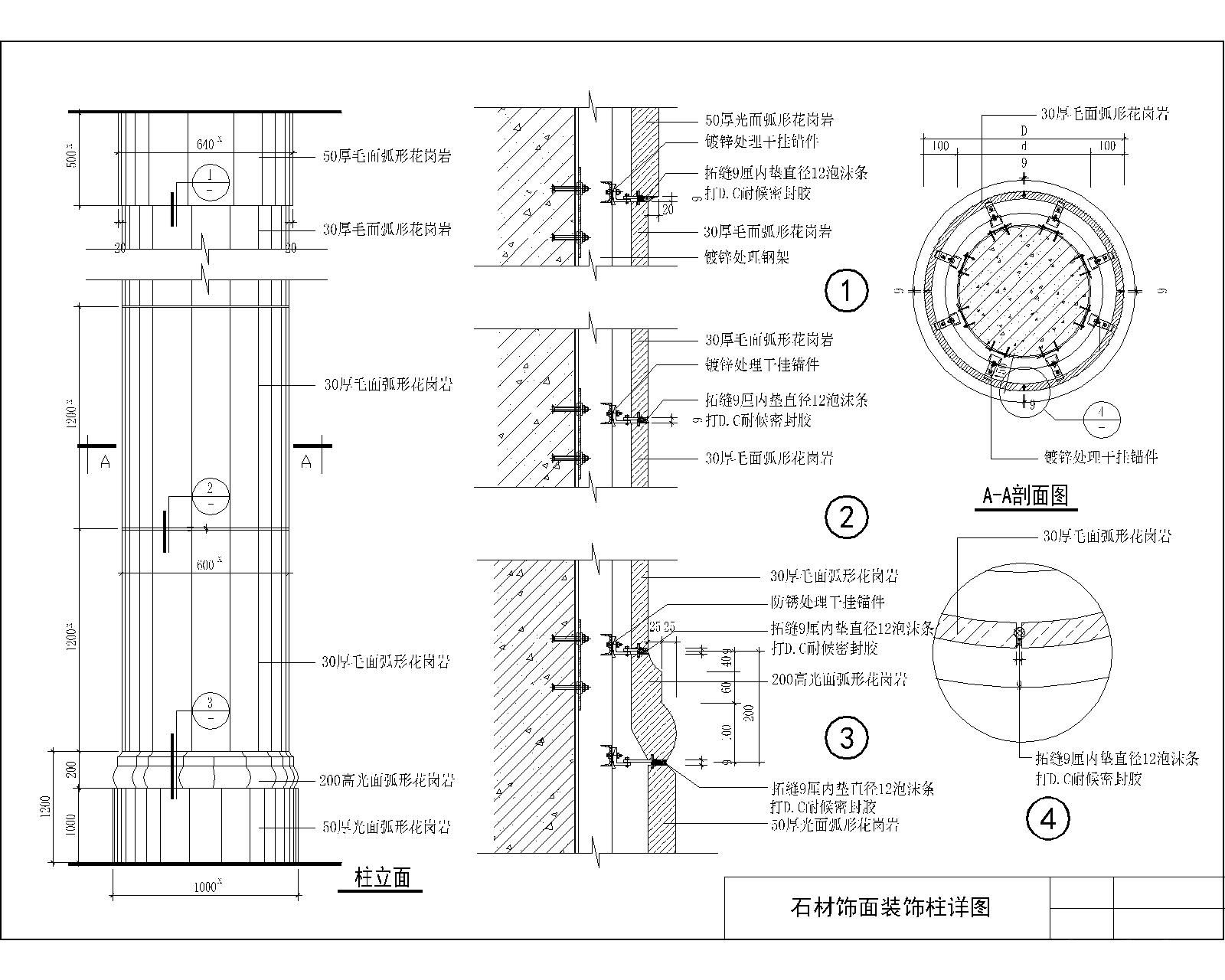石材饰面装饰柱详图