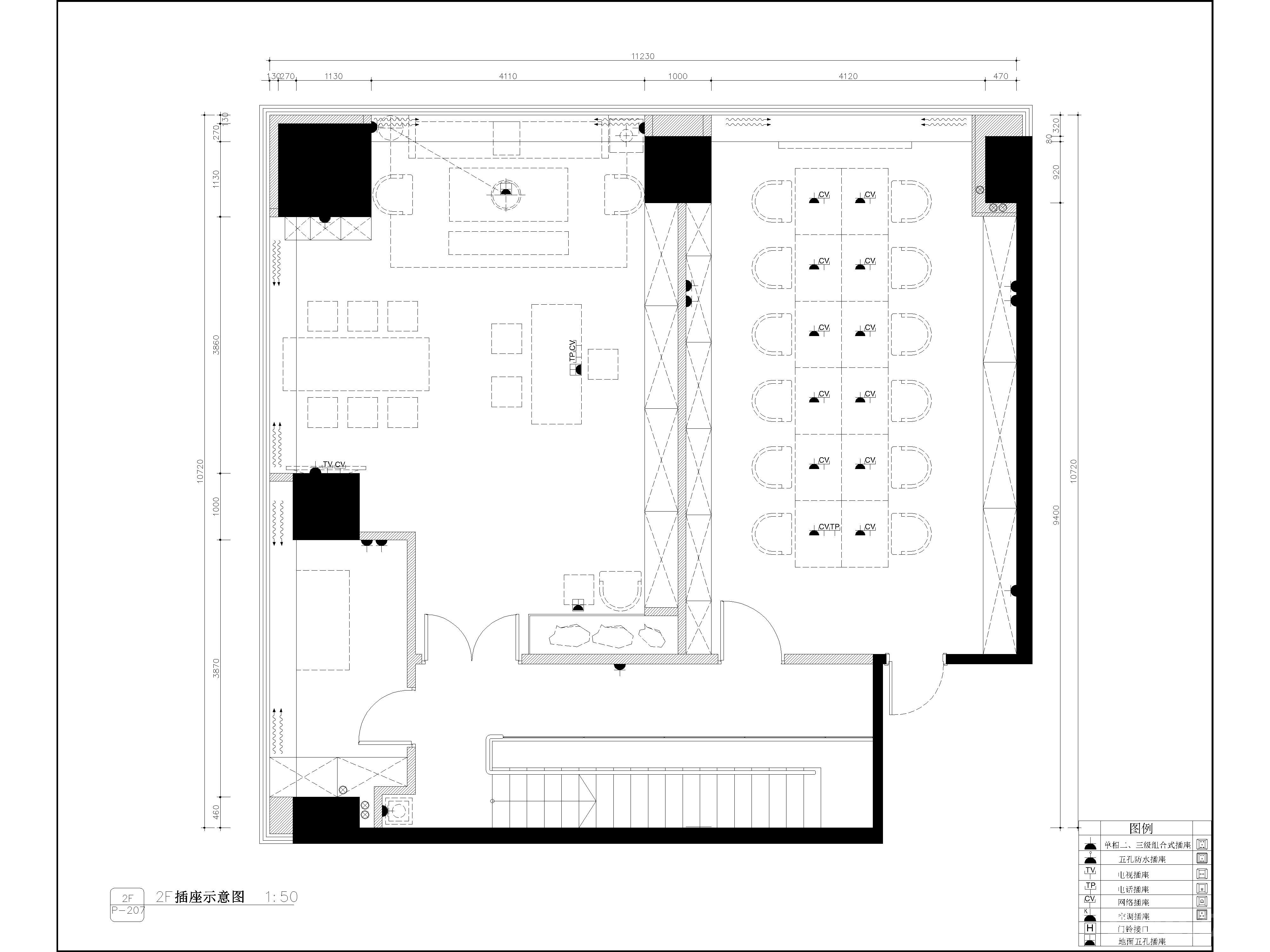 公工装店铺商铺展厅平面图施工图，CAD施工图