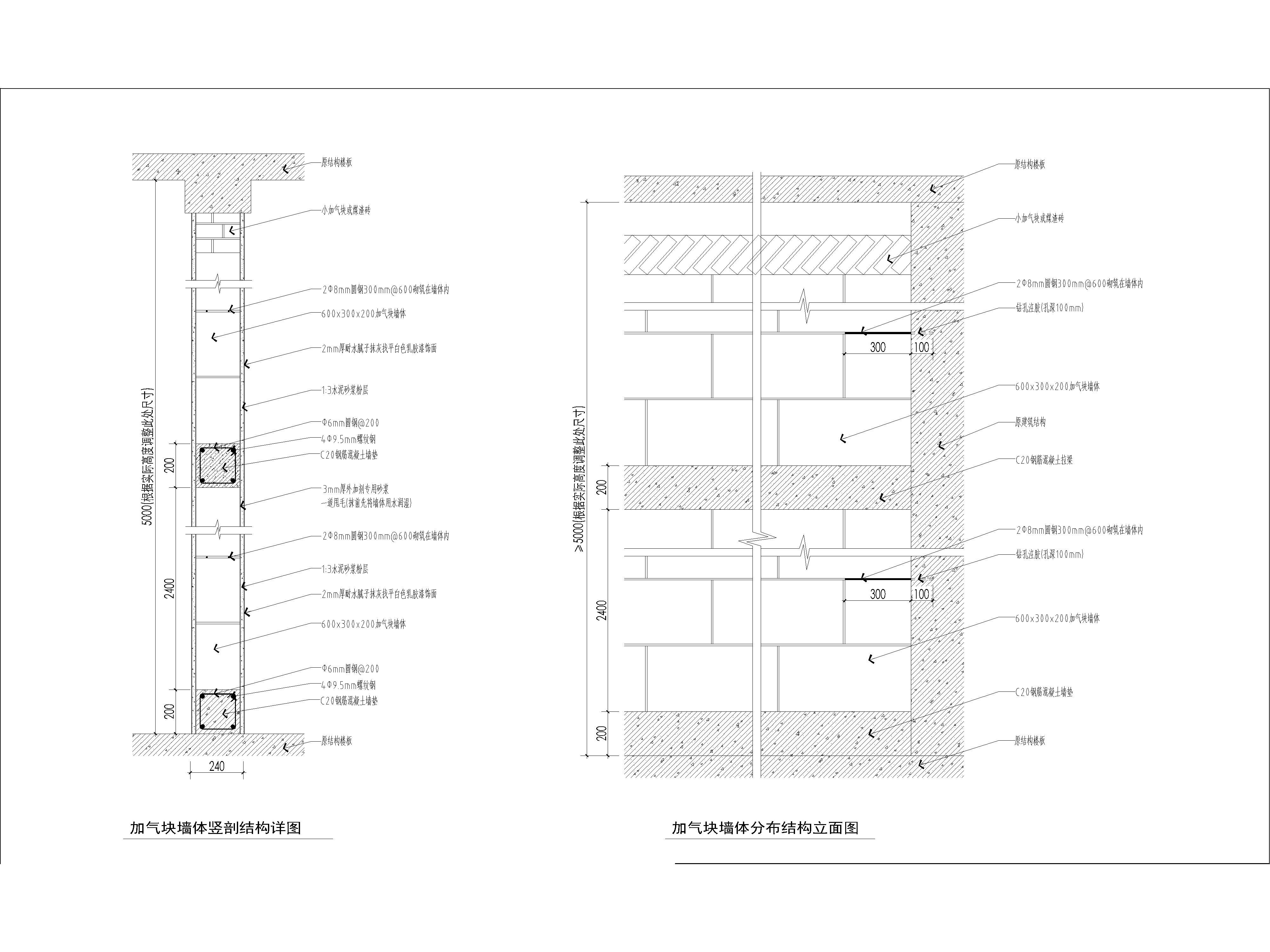 家装公工装通用隔墙详图，轻钢龙骨隔墙，加气块隔墙，砖砌墙通用节点详图，CAD施工图