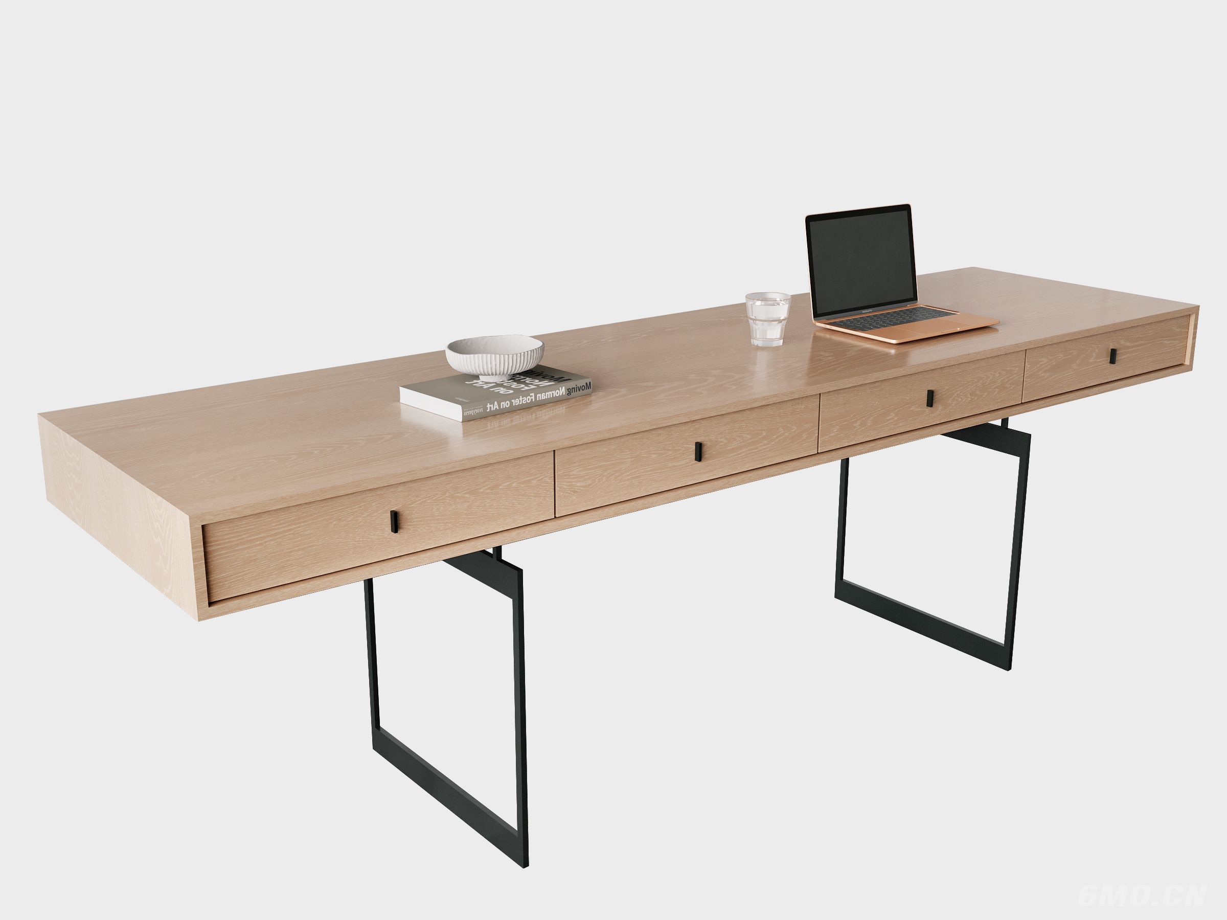侘寂，书桌，原木，黑钢，书桌椅