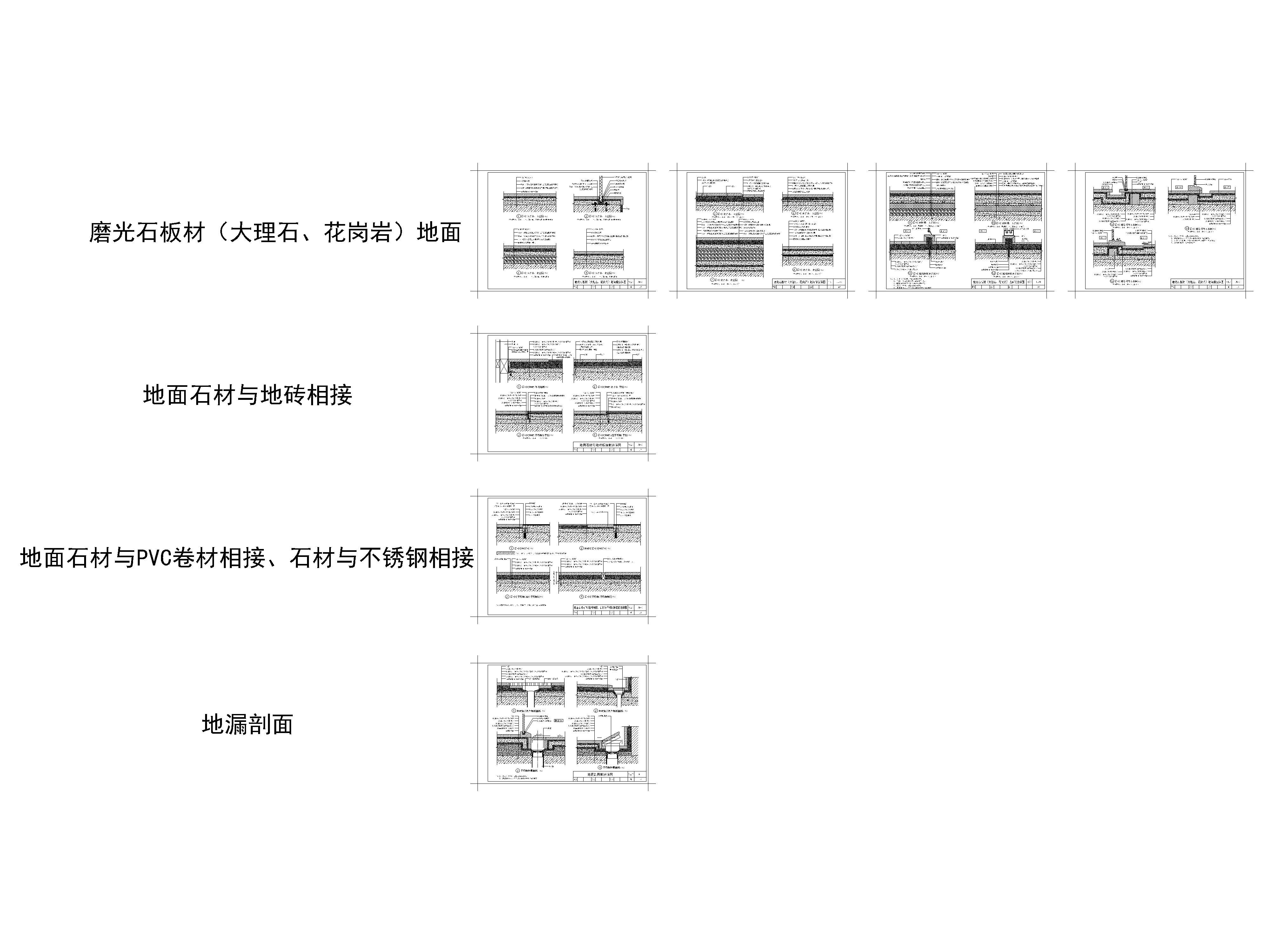 家装公工装地面石材工艺节点大样图，CAD施工图
