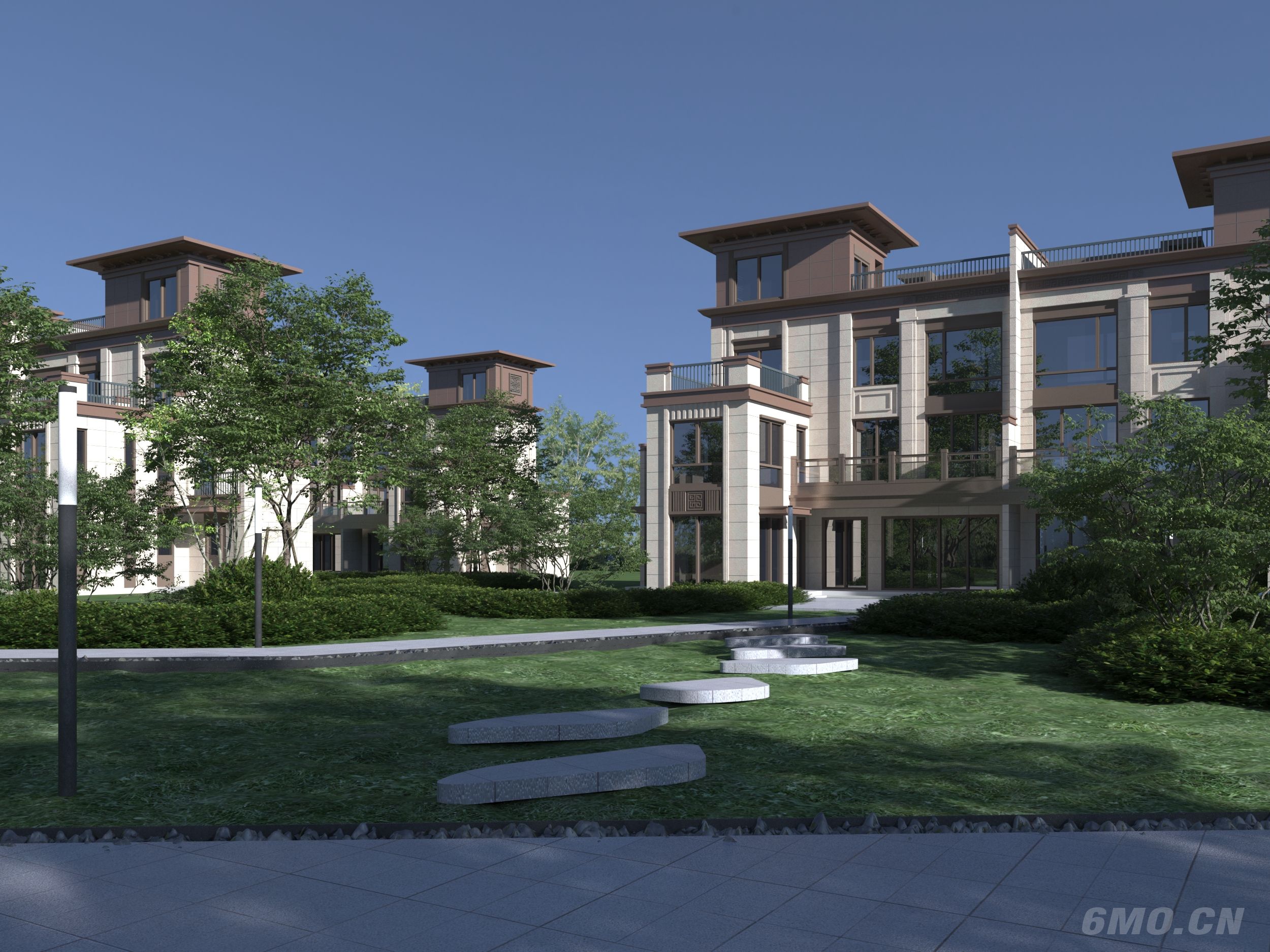 新中式连排别墅3D模型