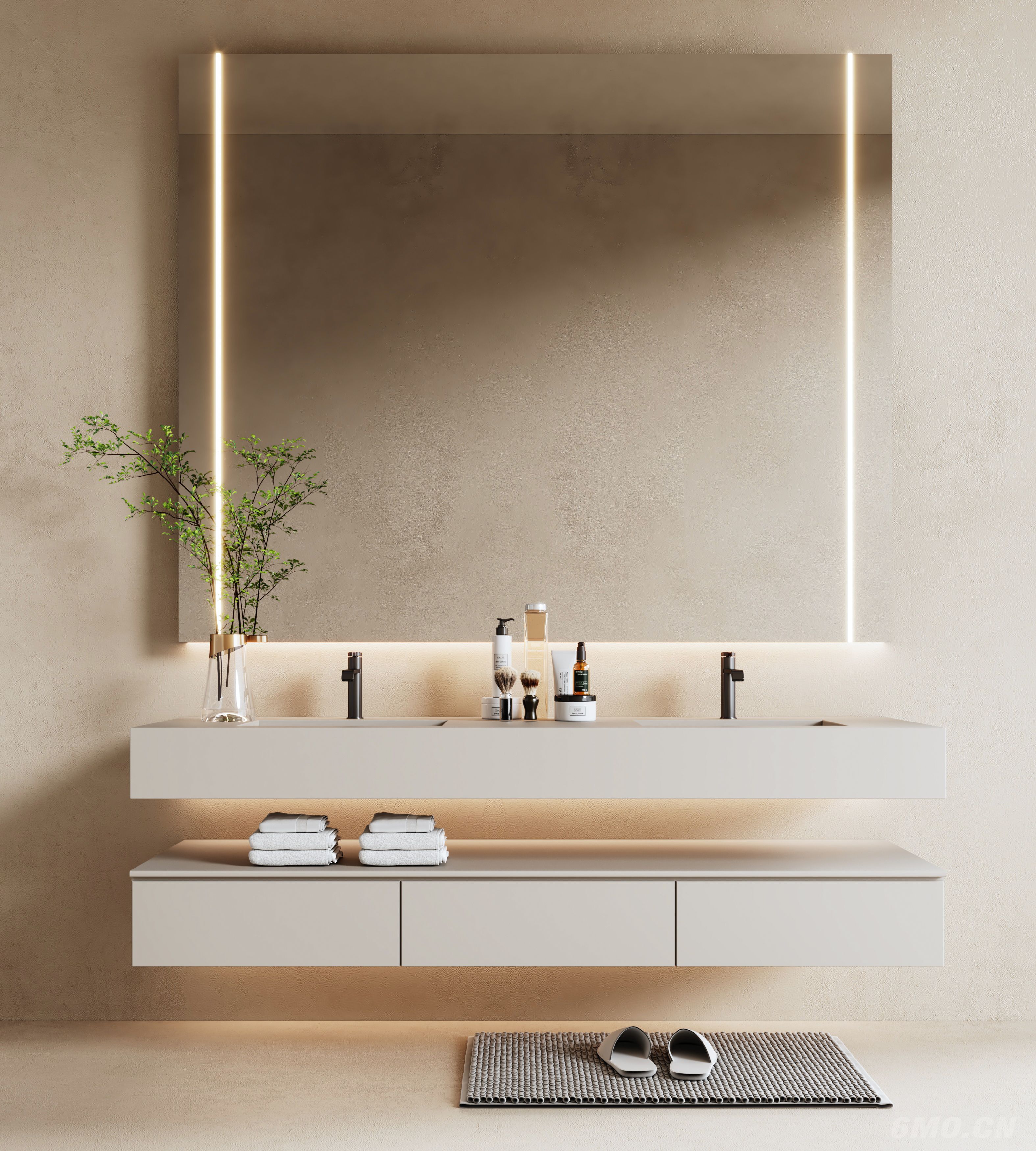 现代浴室柜  浴室镜  洗手台