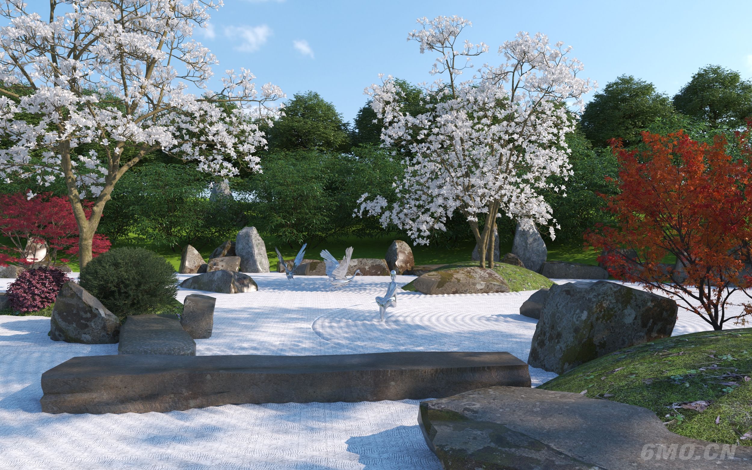 日式庭院花园3D模型