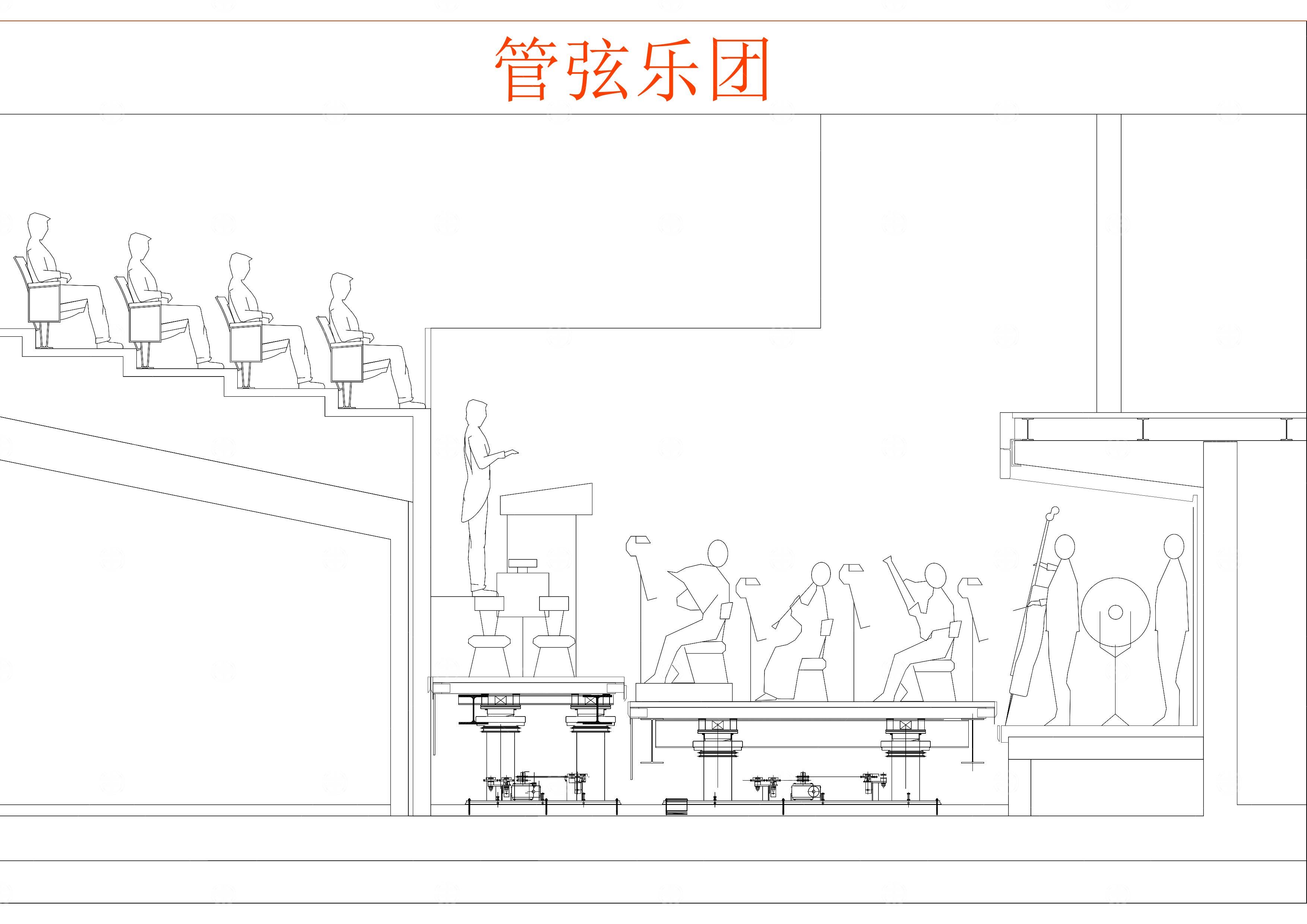 舞台、乐器、音乐家组合图库