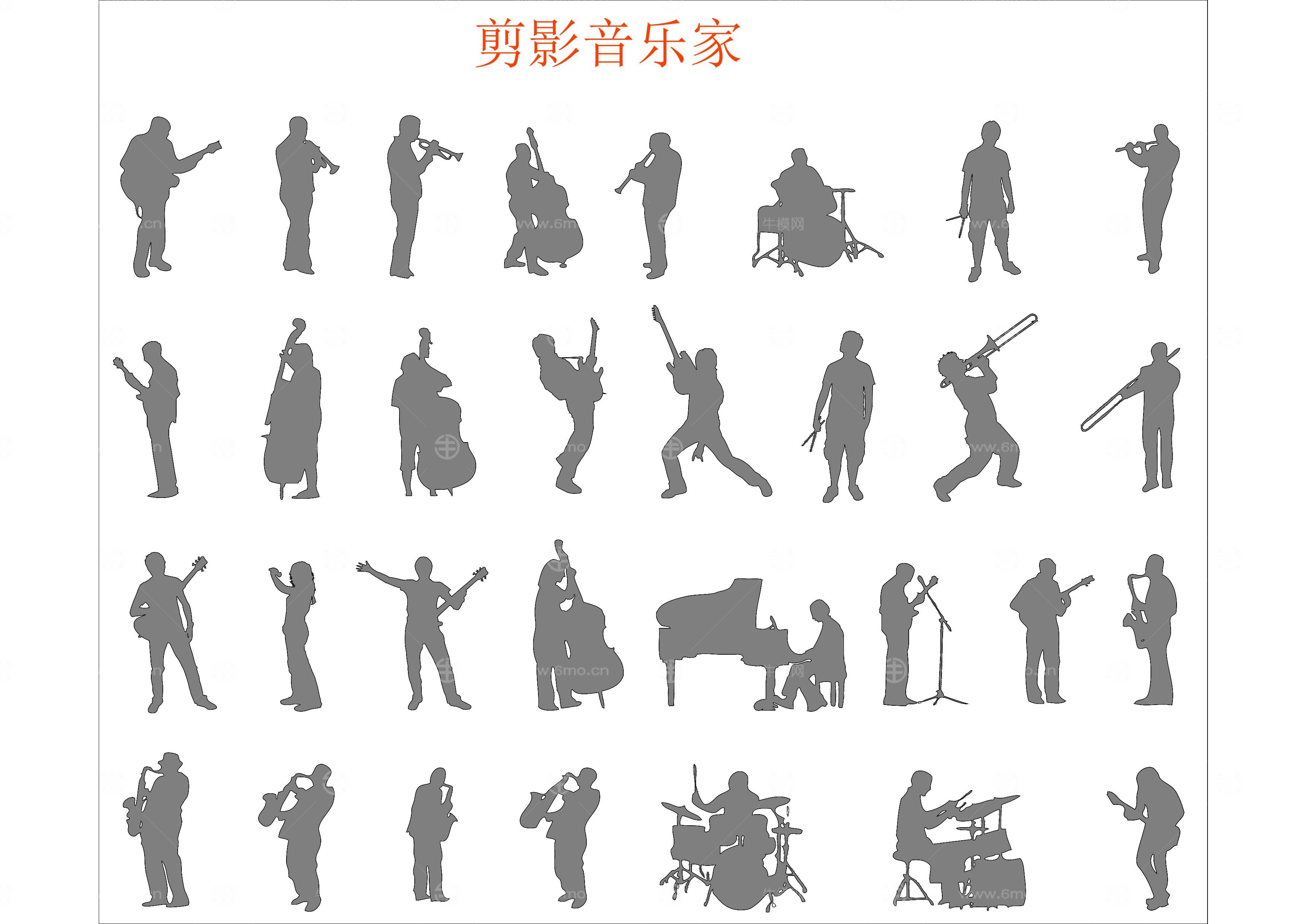舞台、乐器、音乐家组合图库