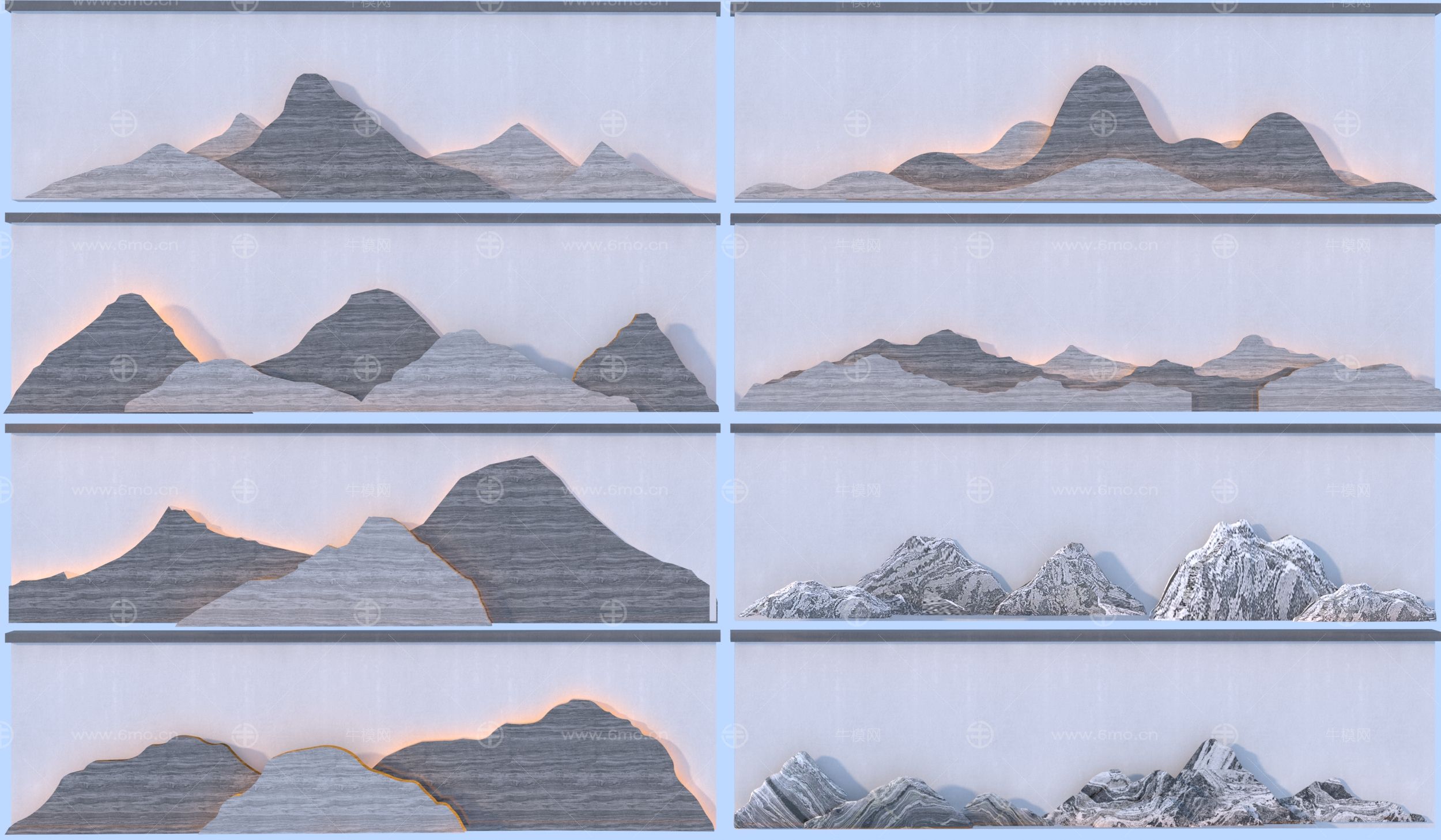 新中式景观石_假山片石3D模型