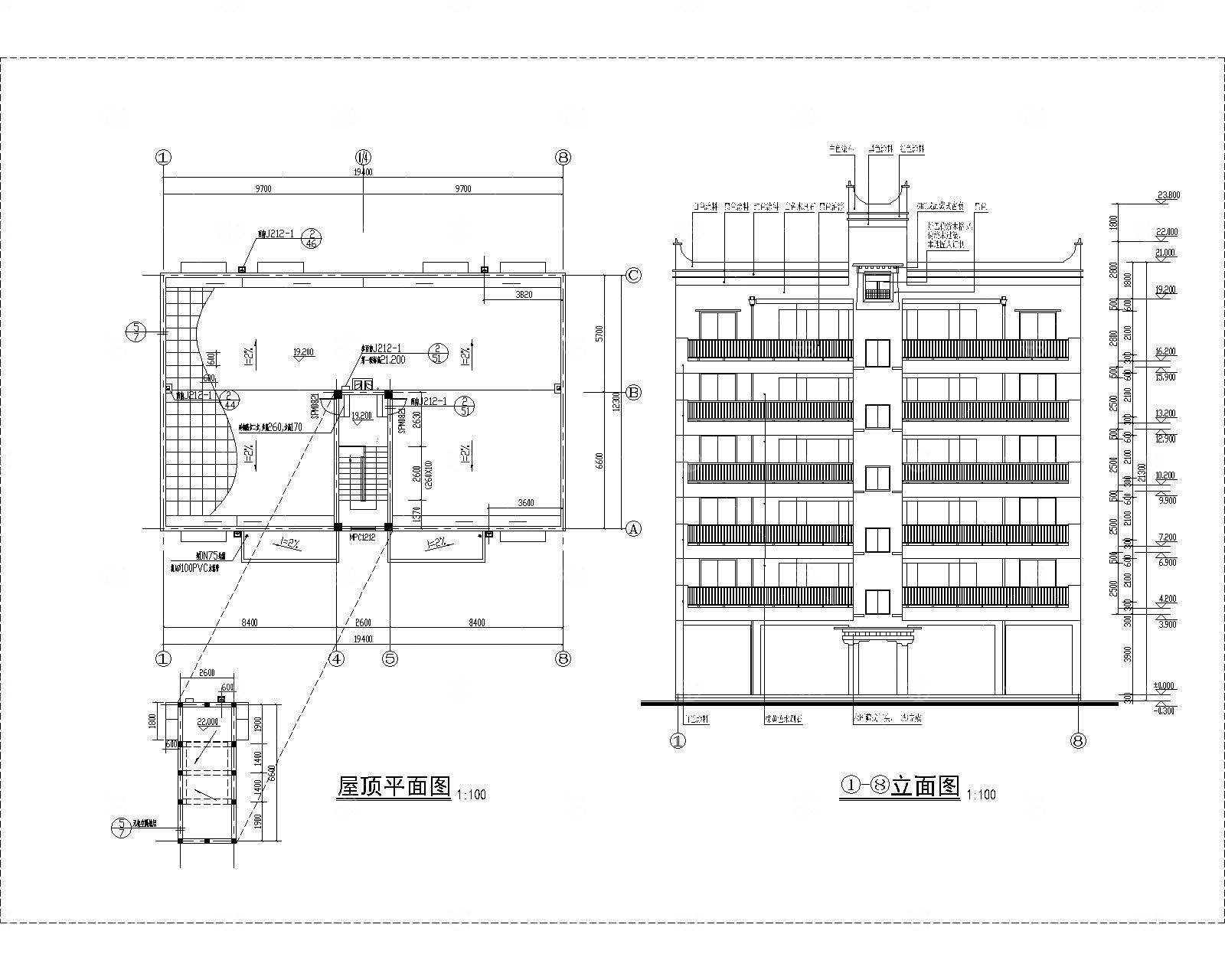 六层框架商住宅建筑施工图