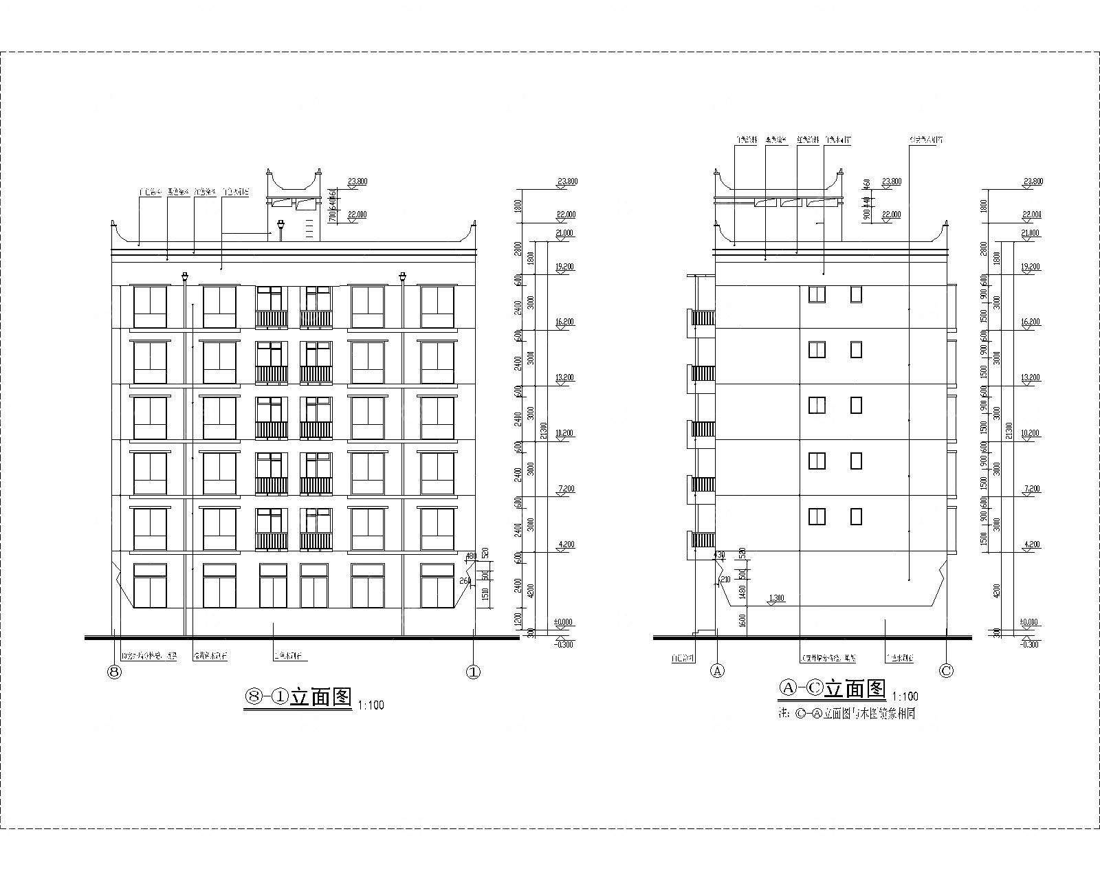 六层框架商住宅建筑施工图