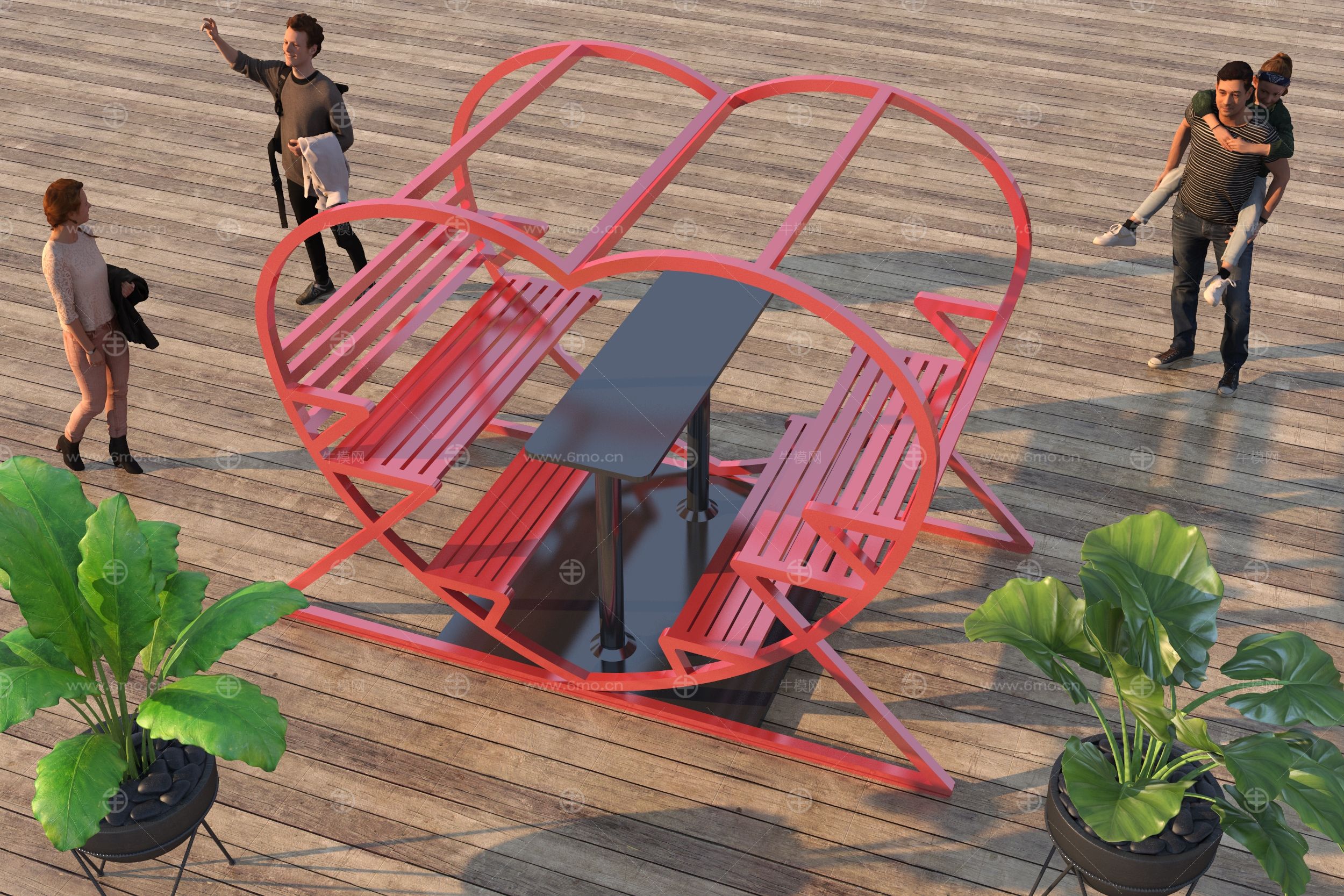 现代铁艺户外椅3D模型