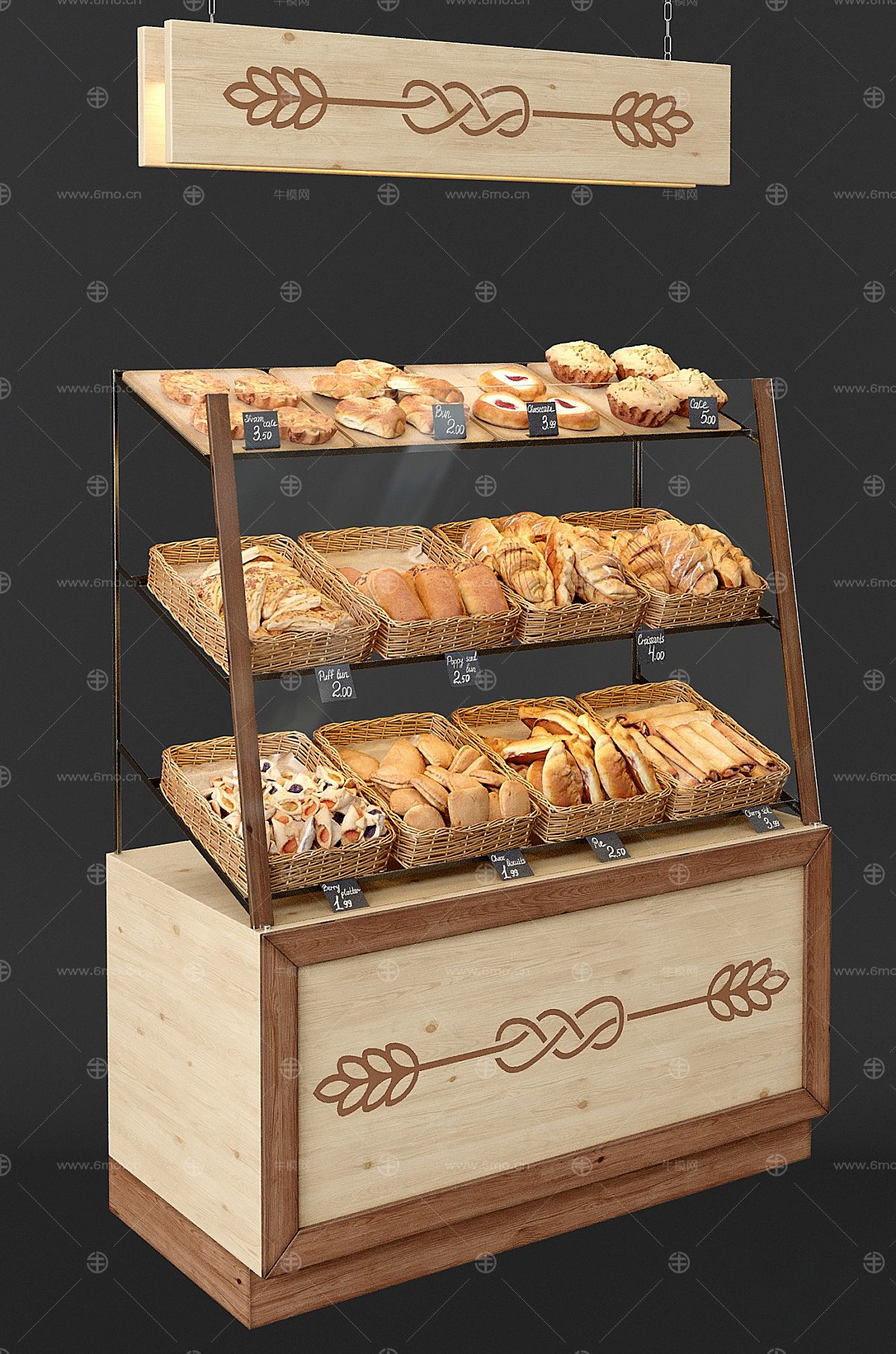 现代甜品面包 食品架