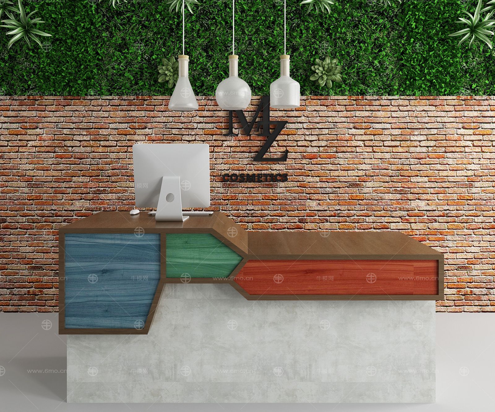 现代服务台 植物墙