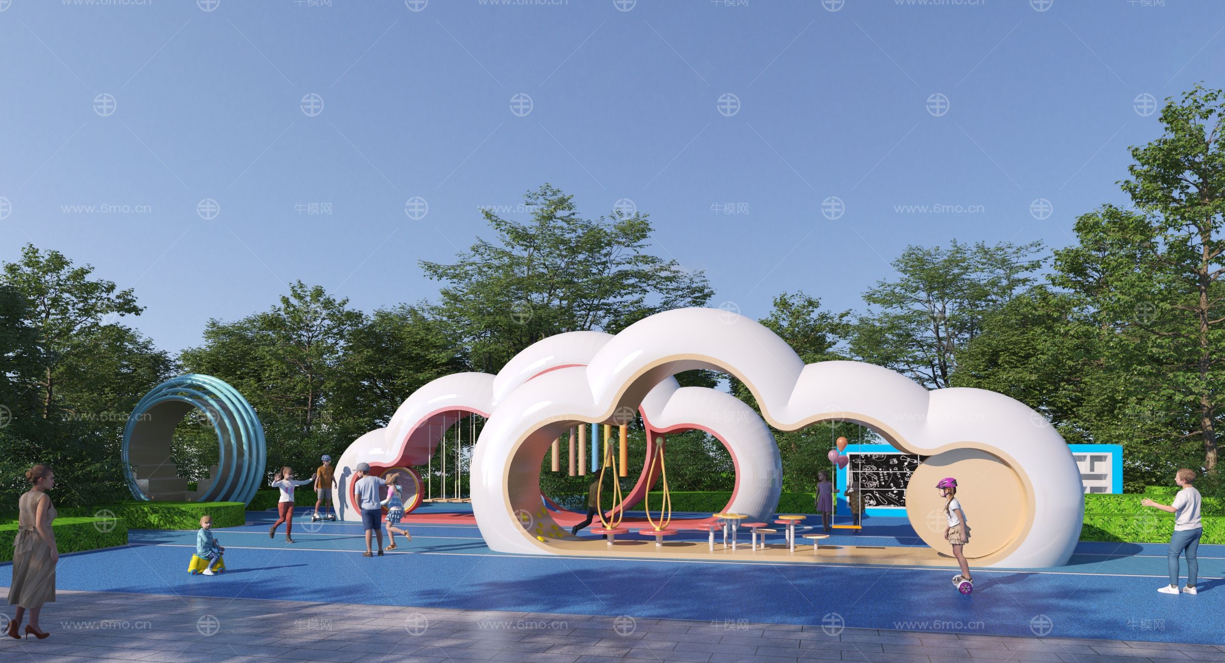 现代云朵主题儿童游乐区3D模型