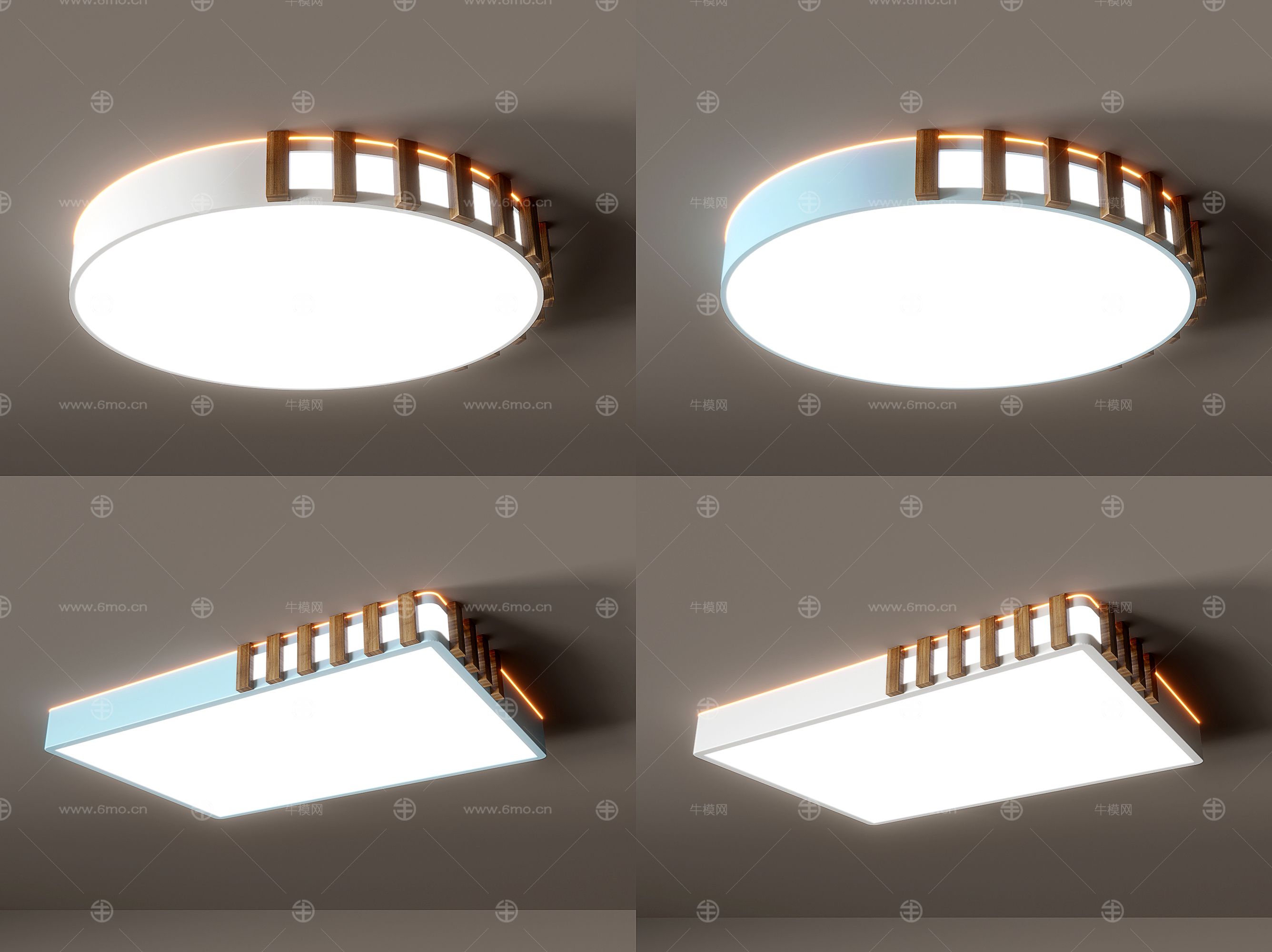 现代吸顶灯 简约客厅灯 时尚卧室灯 文艺范吸顶灯 圆形方形吸顶灯3d模型组合